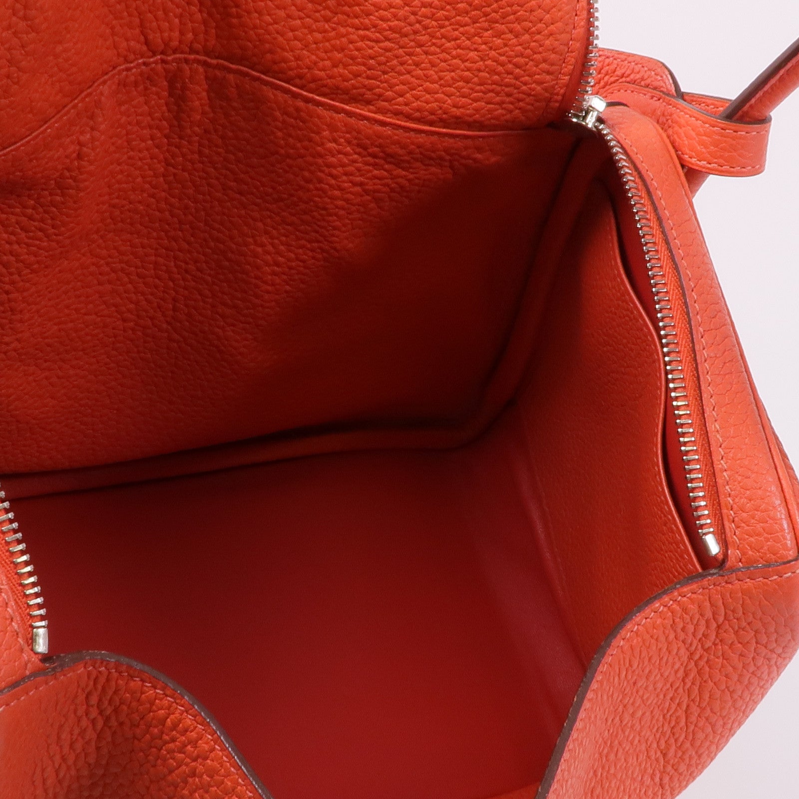 HERMES Clemence皮革Lindy 30銀扣手挽肩背兩用袋Rouge Pivoine