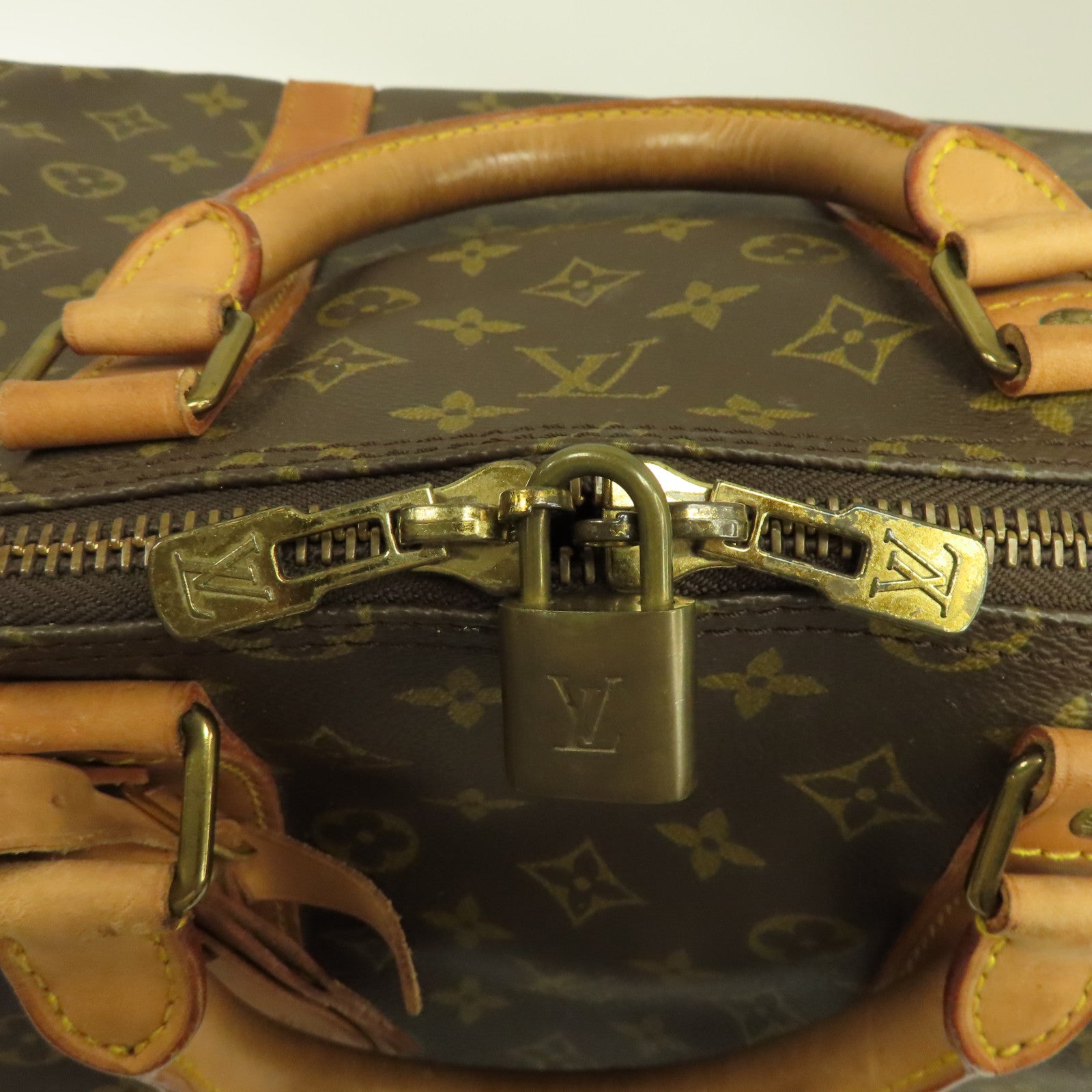 LOUIS VUITTON Monogram Keepall 55金扣波士頓包啡色