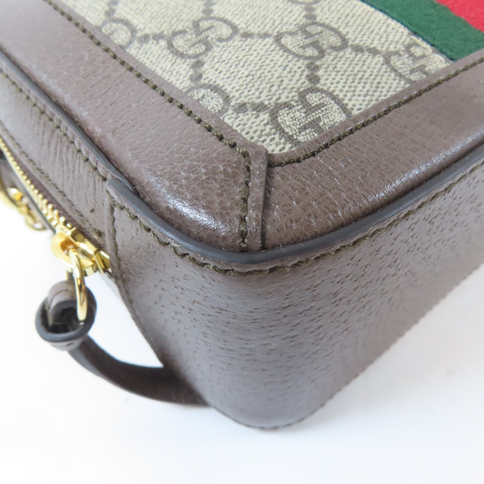 GUCCI 塗層帆布Chain Shoulder Bag金扣手挽肩背兩用袋啡色