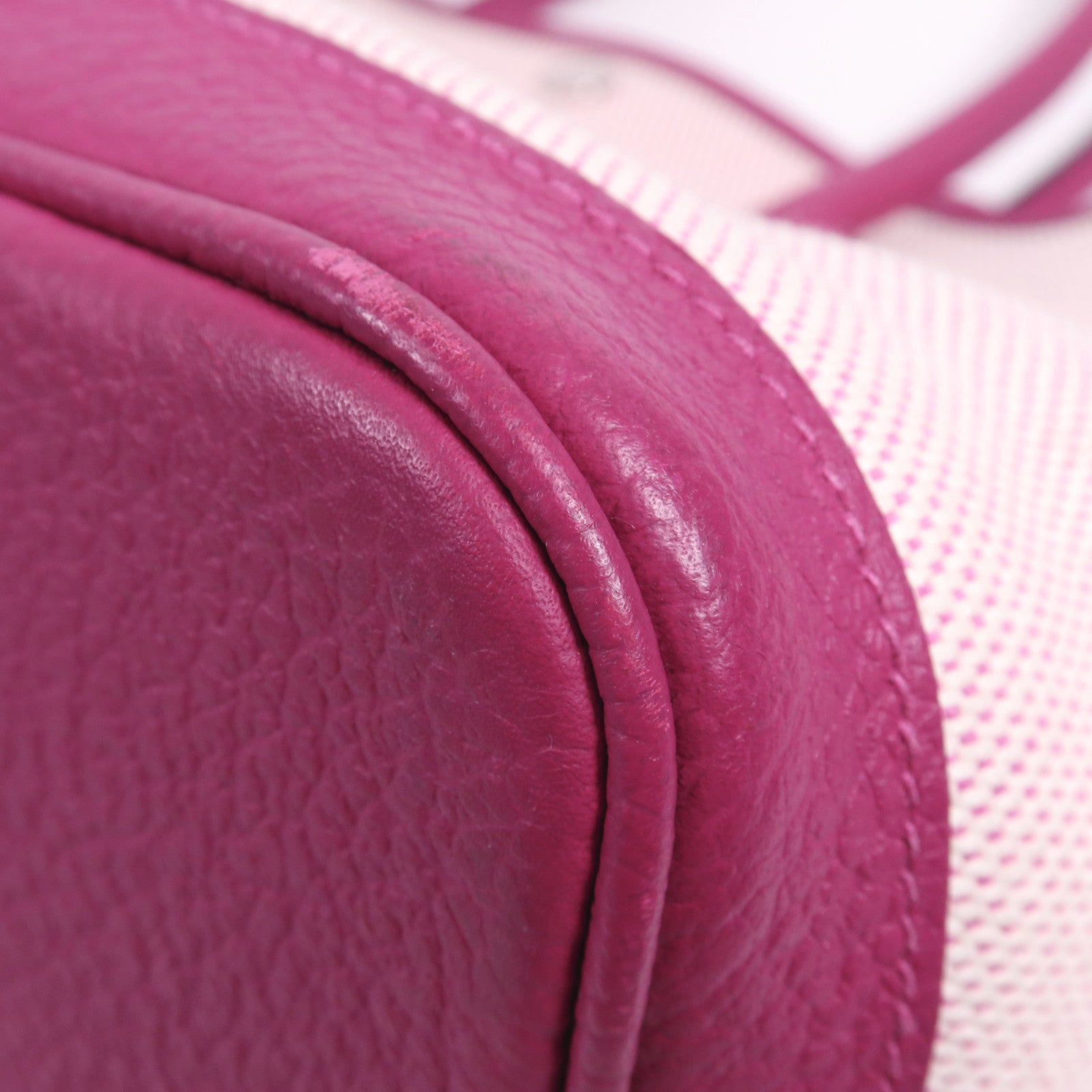 HERMES 帆布/皮革Garden Party PM銀扣手挽袋Rose Pourpre