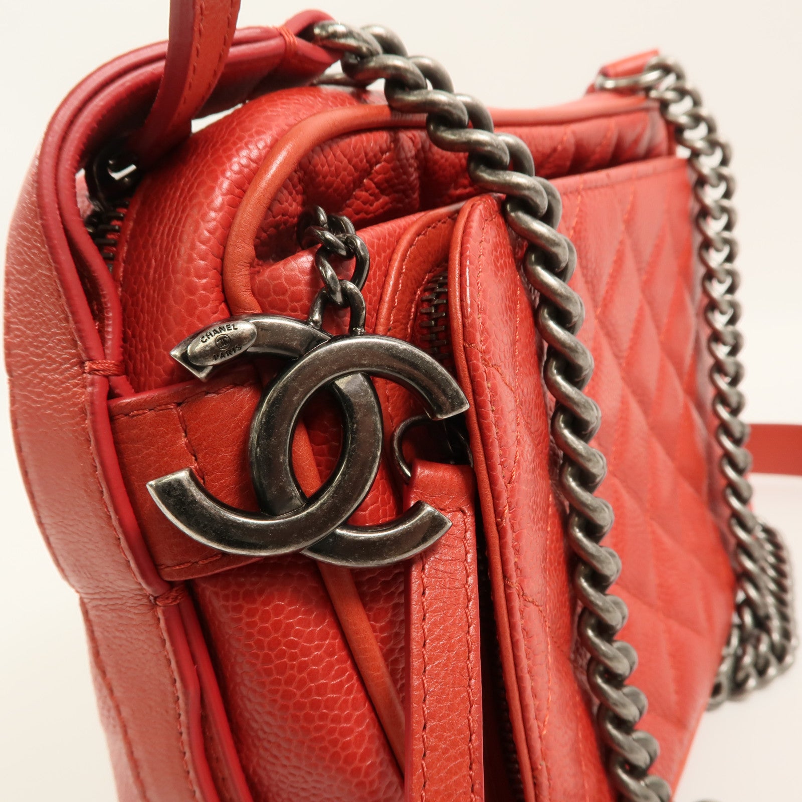 CHANEL 牛皮皮革Chain Shoulder鏈帶肩背袋