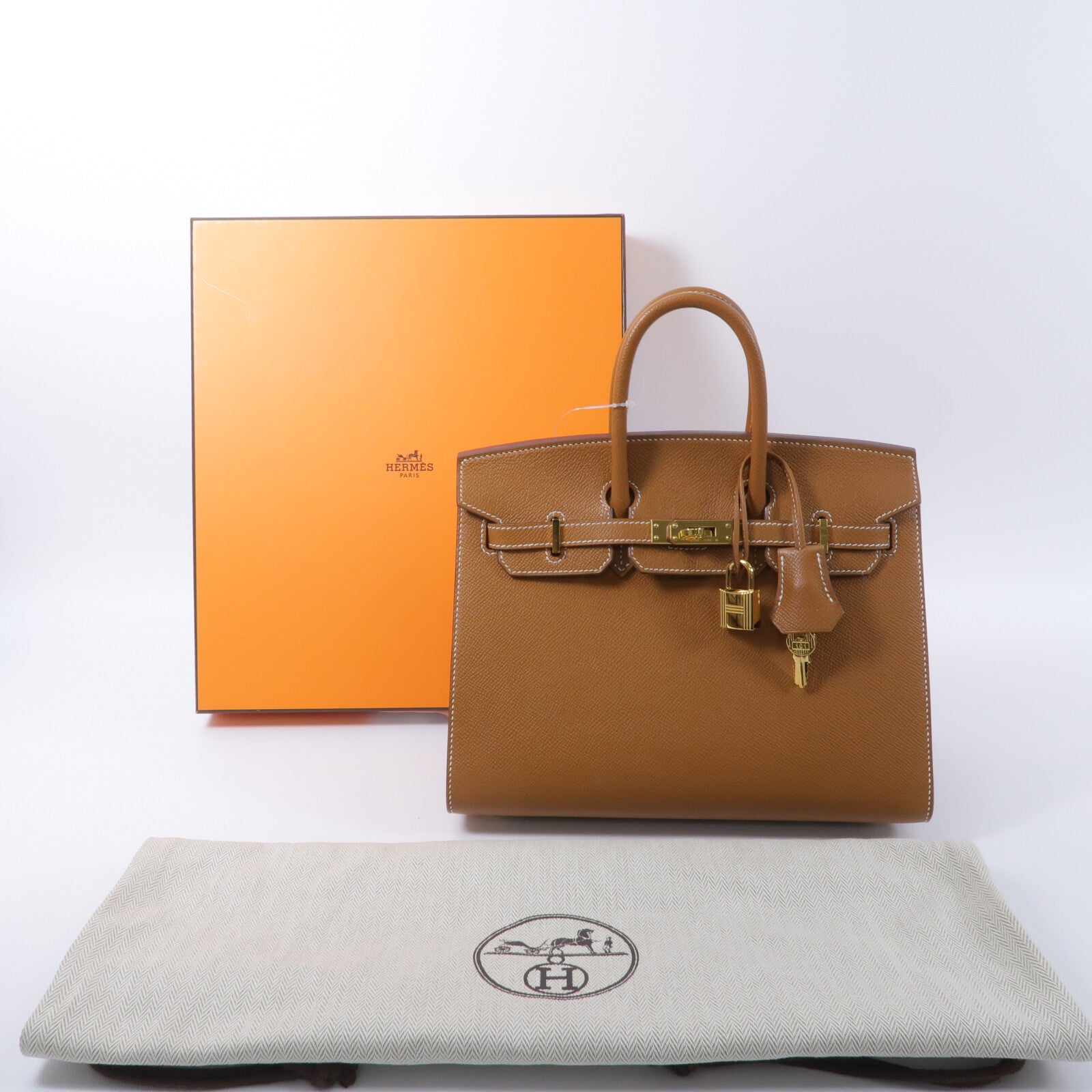 HERMES Epsom皮革Birkin 25手挽袋Gold