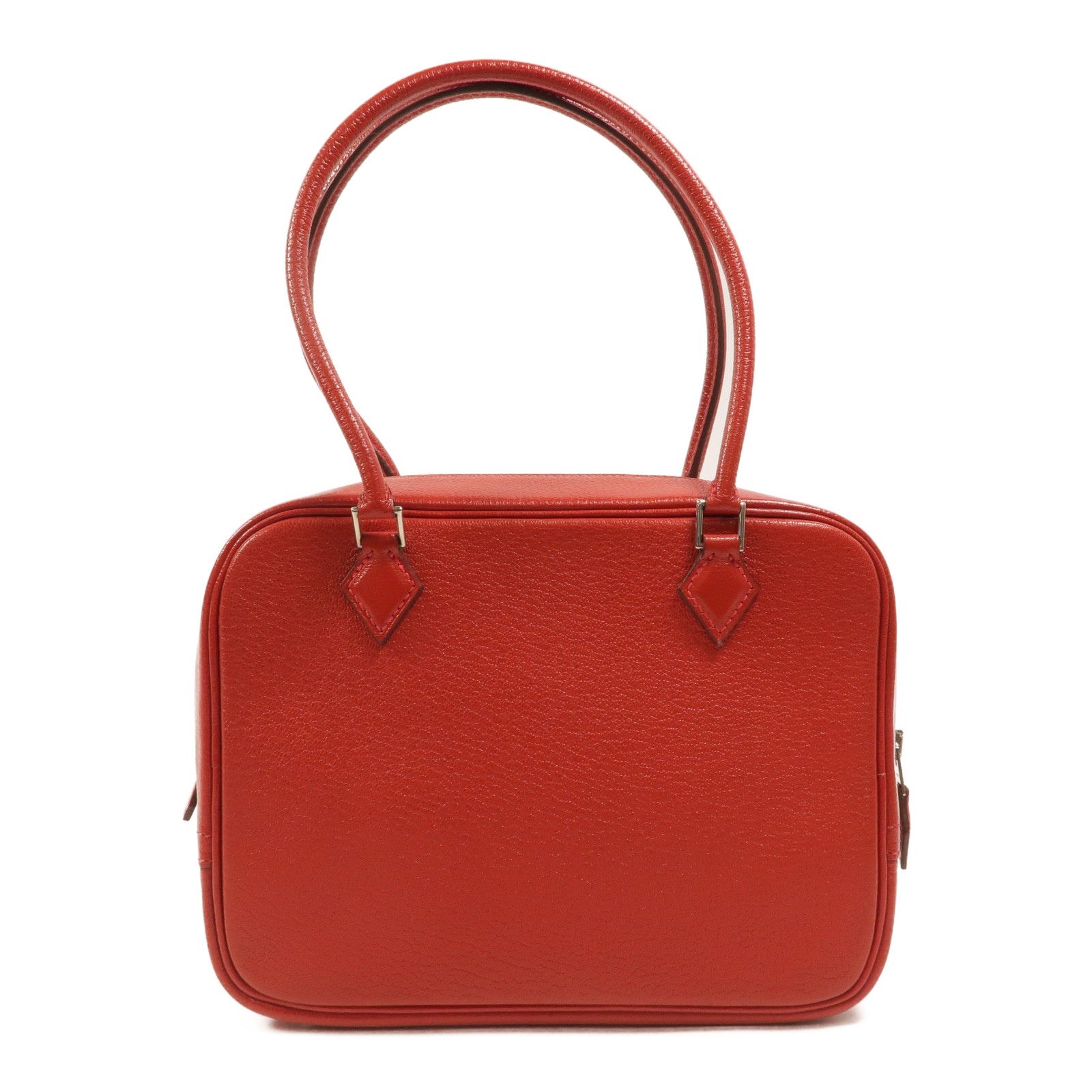 HERMES Chevre皮革Mini Plume手挽袋Rouge Garance