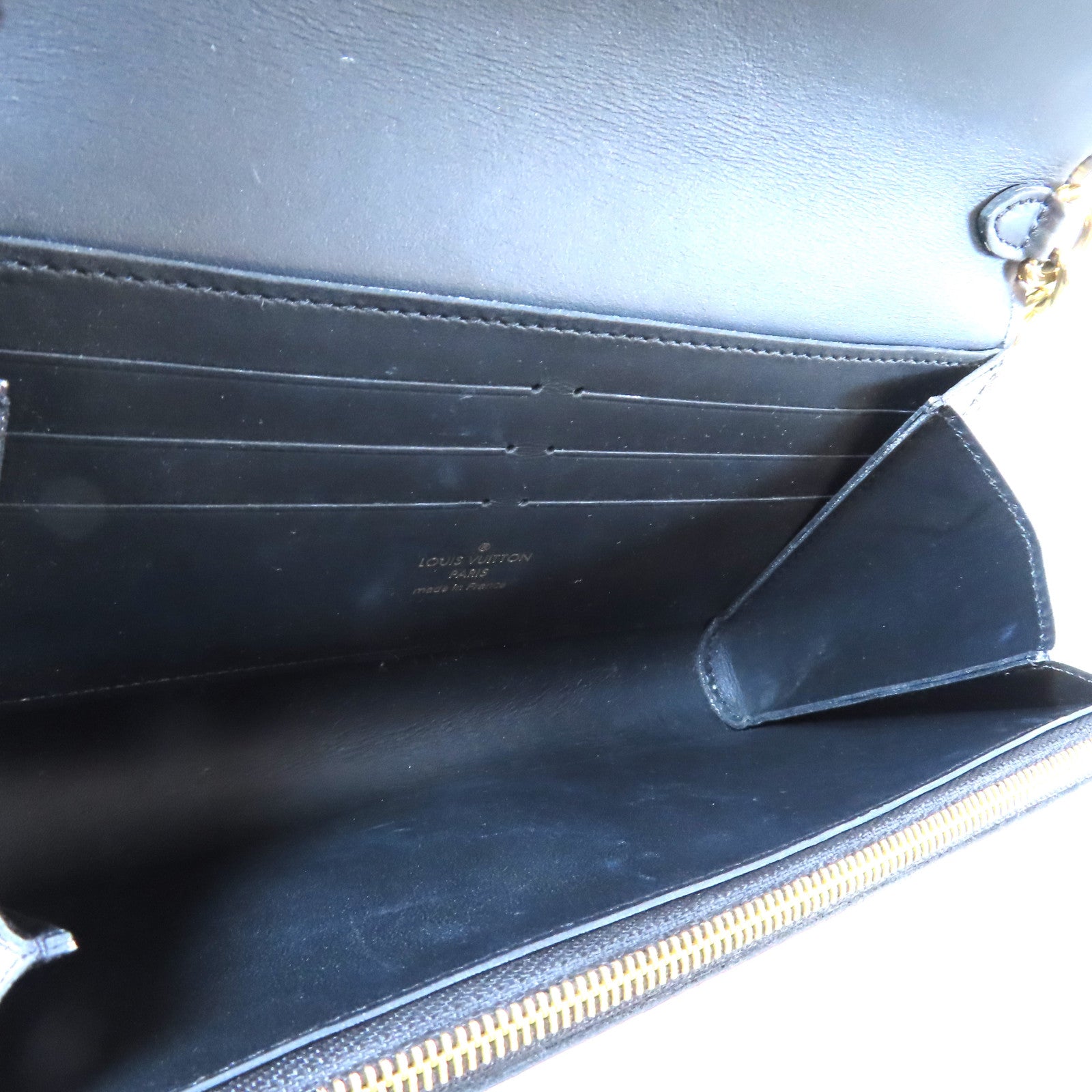LOUIS VUITTON Epi Pouch Wallet金扣鏈帶肩背袋黑色/灰色