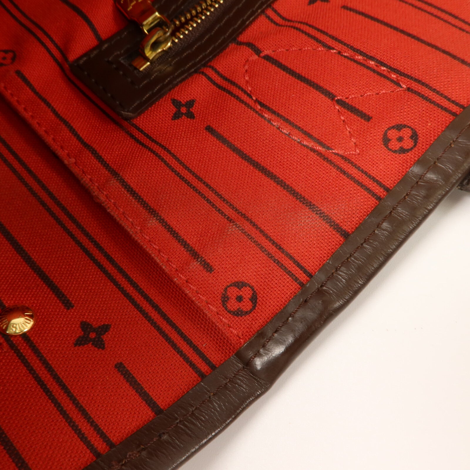 LOUIS VUITTON Damier Neverfull金扣肩背袋