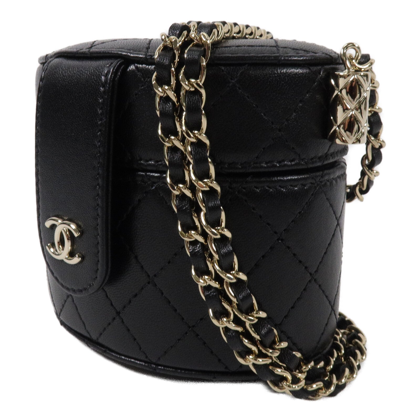 CHANEL 牛皮皮革Vanity Case鏈帶肩背袋