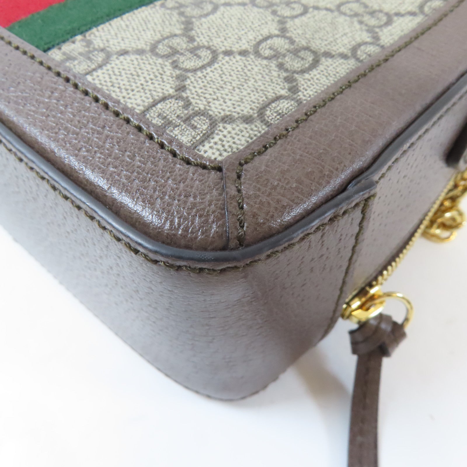GUCCI 塗層帆布Chain Shoulder Bag金扣手挽肩背兩用袋啡色