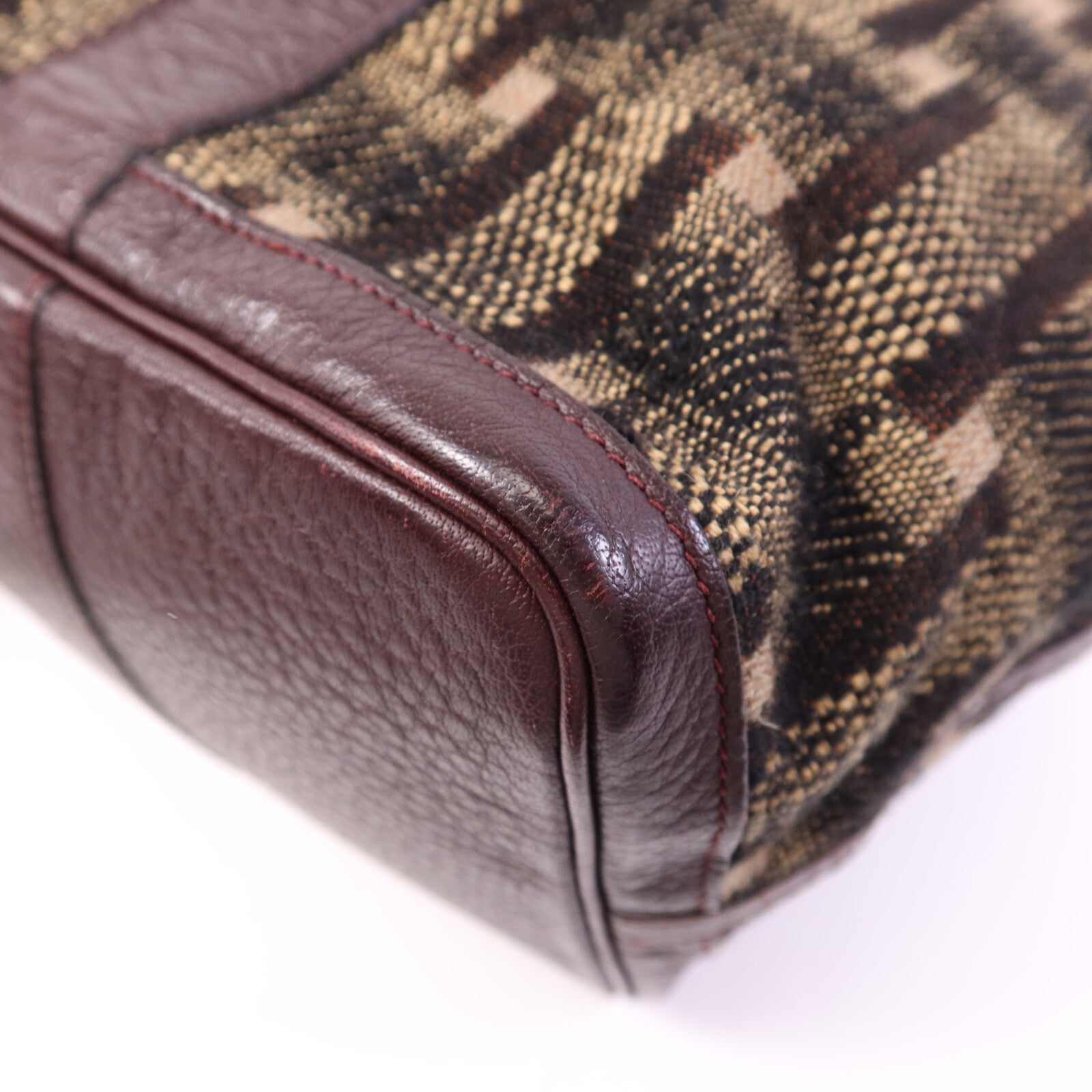 HERMES Wool Fabric/Negonda皮革Garden Party PM銀扣手挽袋Burgundy