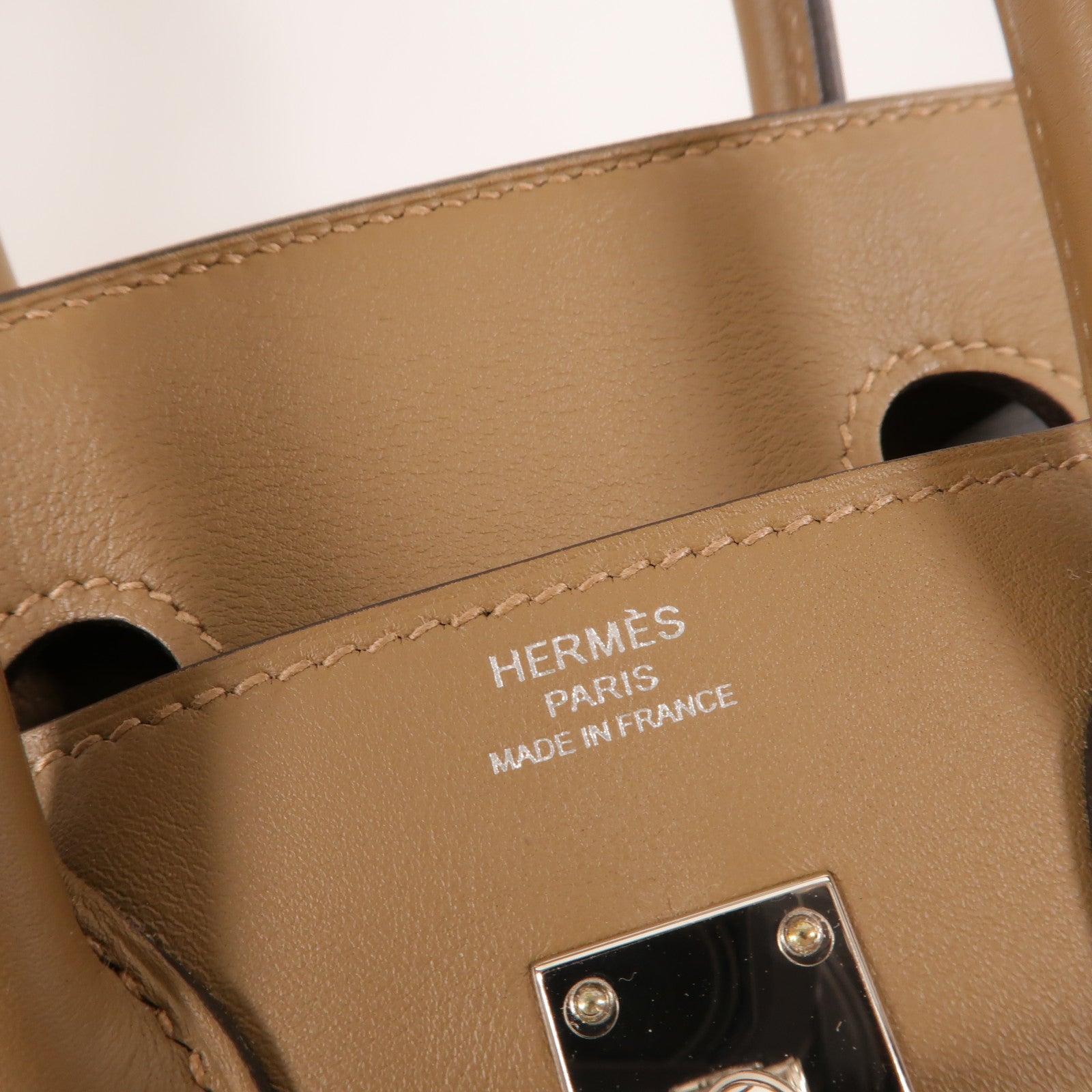 HERMES Jonathan皮革Birkin 25手挽袋Beige De Weimar