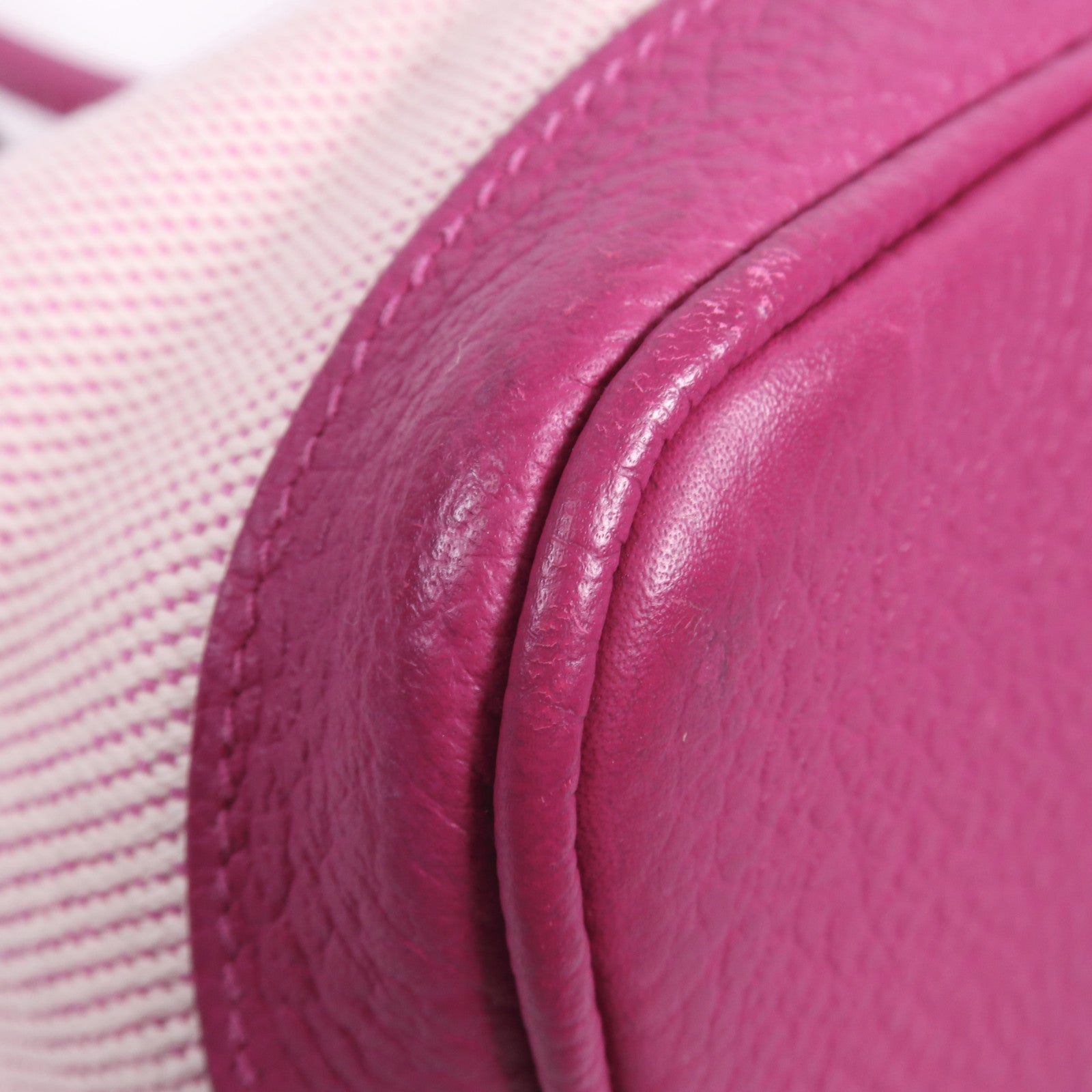 HERMES 帆布/皮革Garden Party PM銀扣手挽袋Rose Pourpre