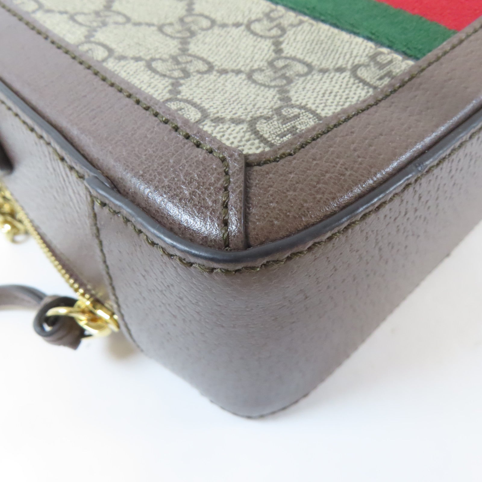 GUCCI 塗層帆布Chain Shoulder Bag金扣手挽肩背兩用袋啡色