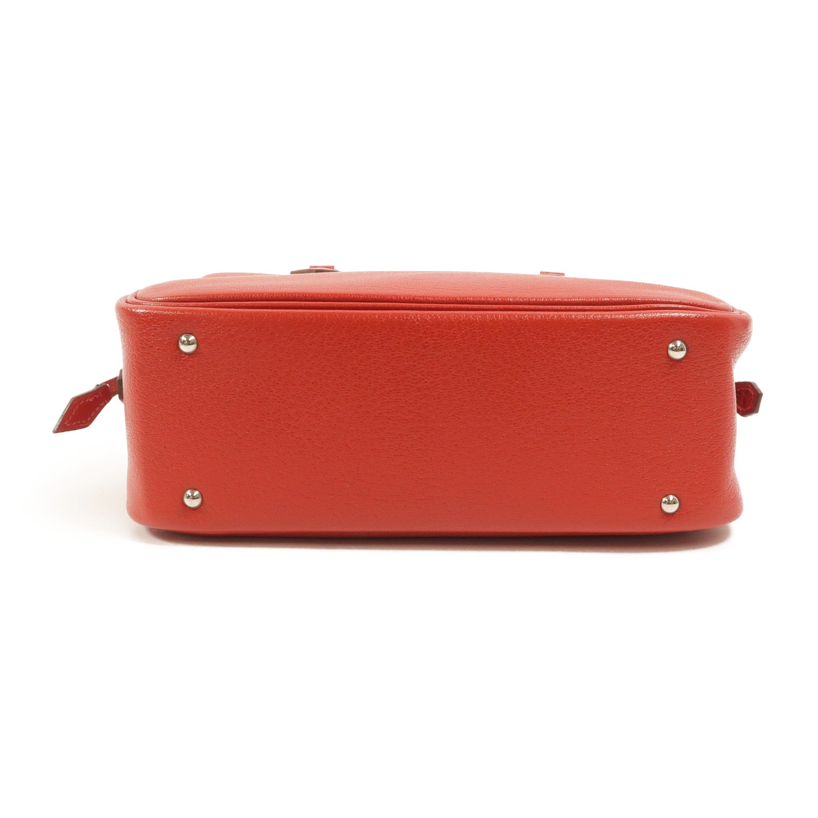 HERMES Chevre皮革Mini Plume手挽袋Rouge Garance