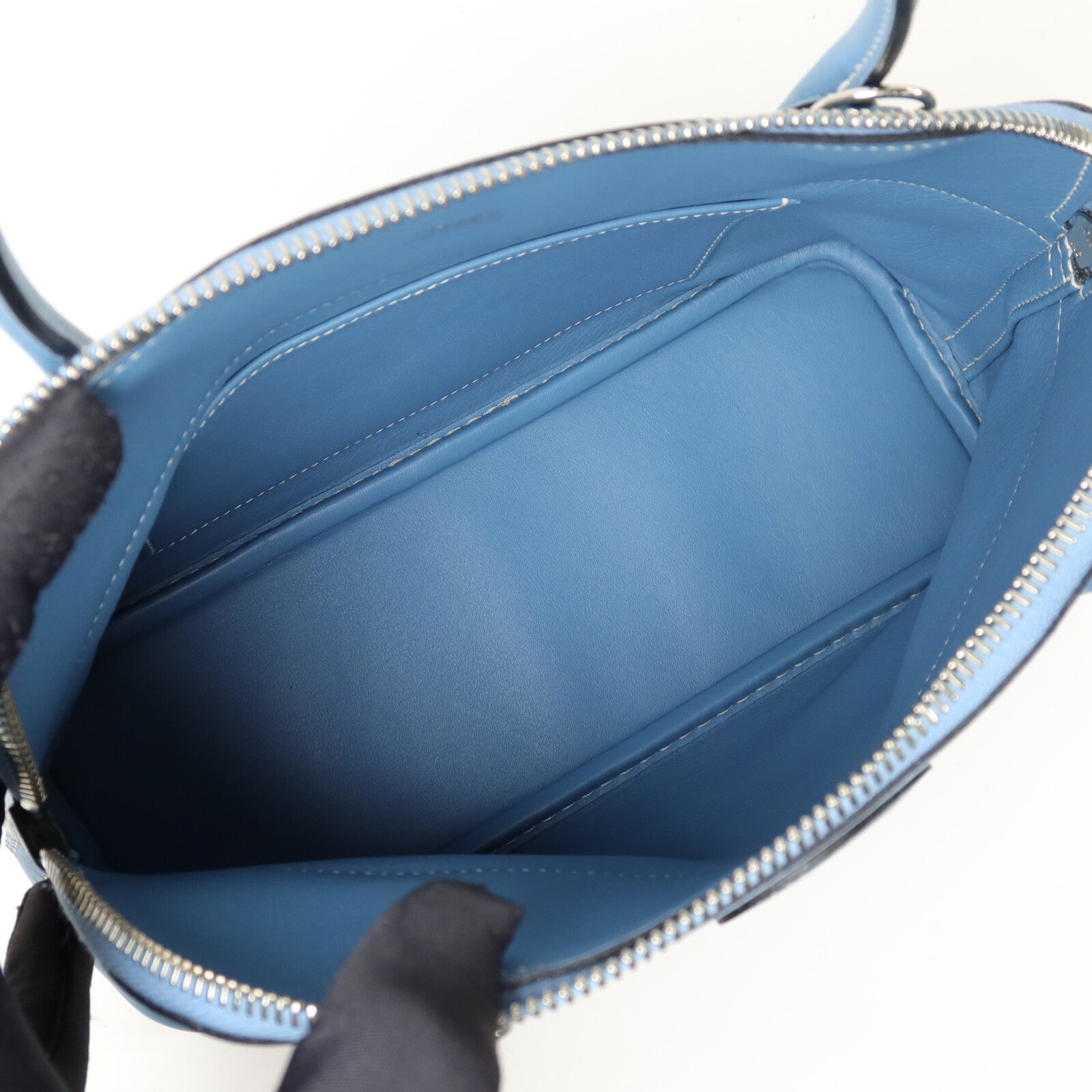 HERMES Swift皮革Bolide 27手挽肩背兩用袋Blue Jean