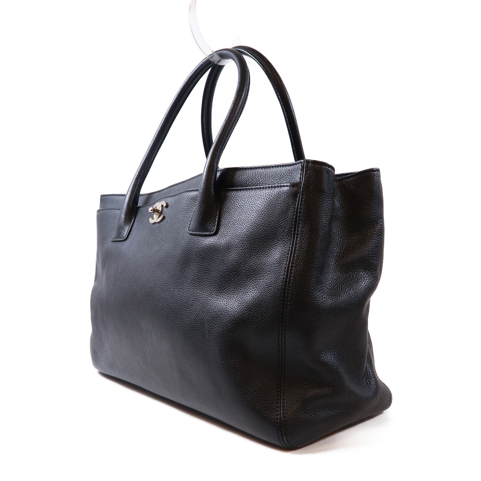 CHANEL 牛皮皮革Executive Cerf Tote Bag銀扣手挽袋黑色