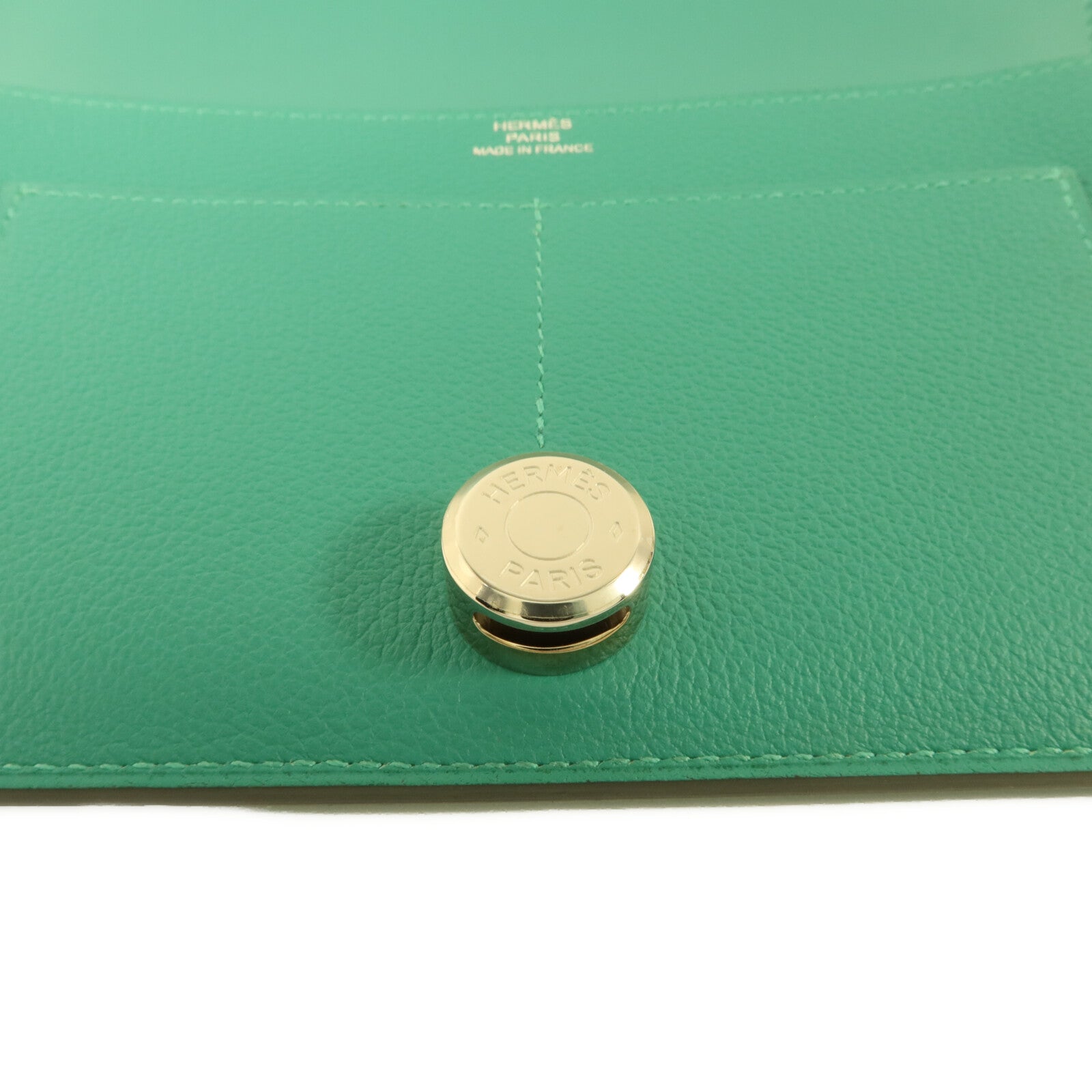 HERMES Evercolor皮革Dogon GM長錢包Vert Verone