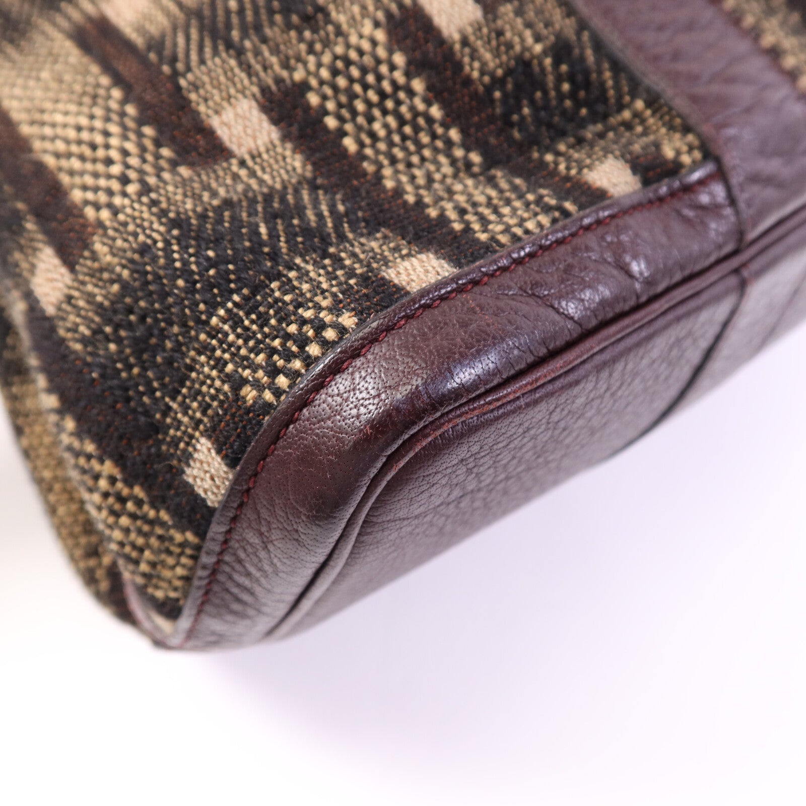 HERMES Wool Fabric/Negonda皮革Garden Party PM銀扣手挽袋Burgundy