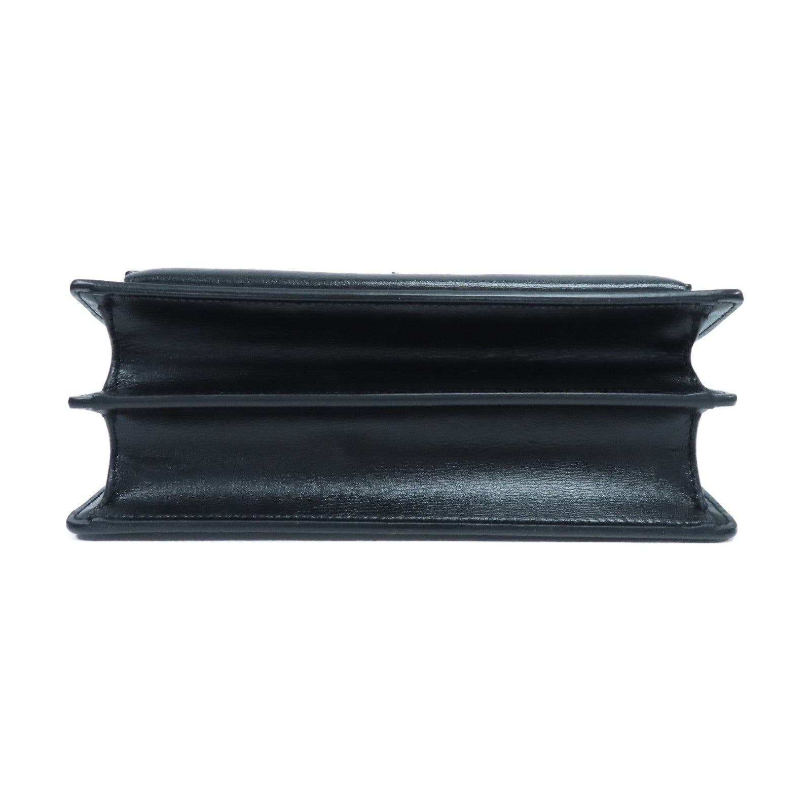 SAINT LAURENT 牛皮皮革Sunset Medium銀扣鏈帶肩背袋黑色