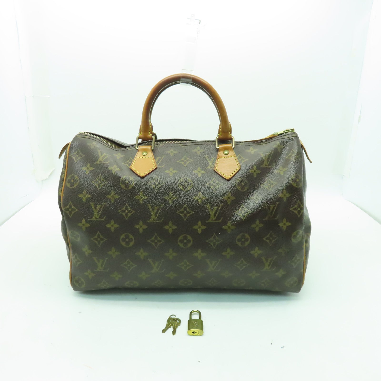 LOUIS VUITTON 【清倉大減價】Monogram Speedy 35金扣手挽袋棕色