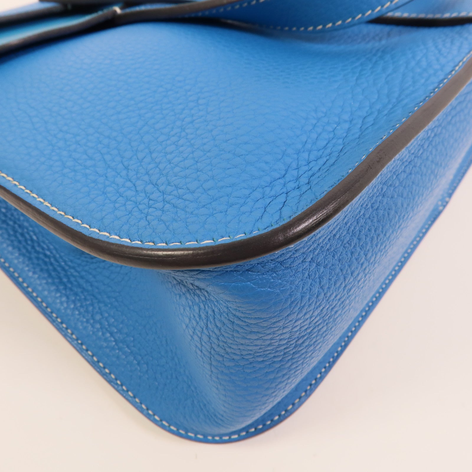 HERMES Clemence皮革Halzan 31手挽肩背兩用袋Bleu Hydra