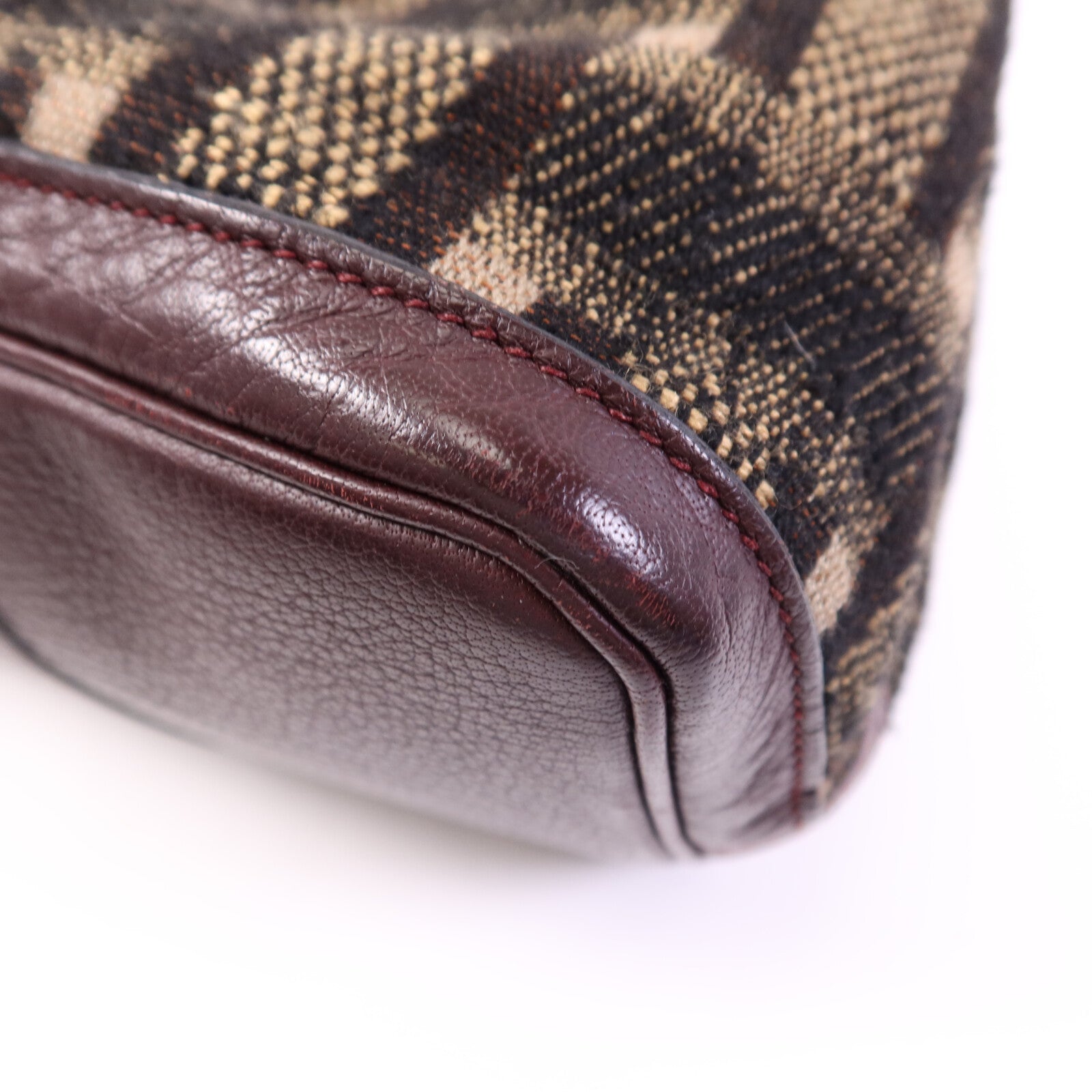 HERMES Wool Fabric/Negonda皮革Garden Party PM銀扣手挽袋Burgundy
