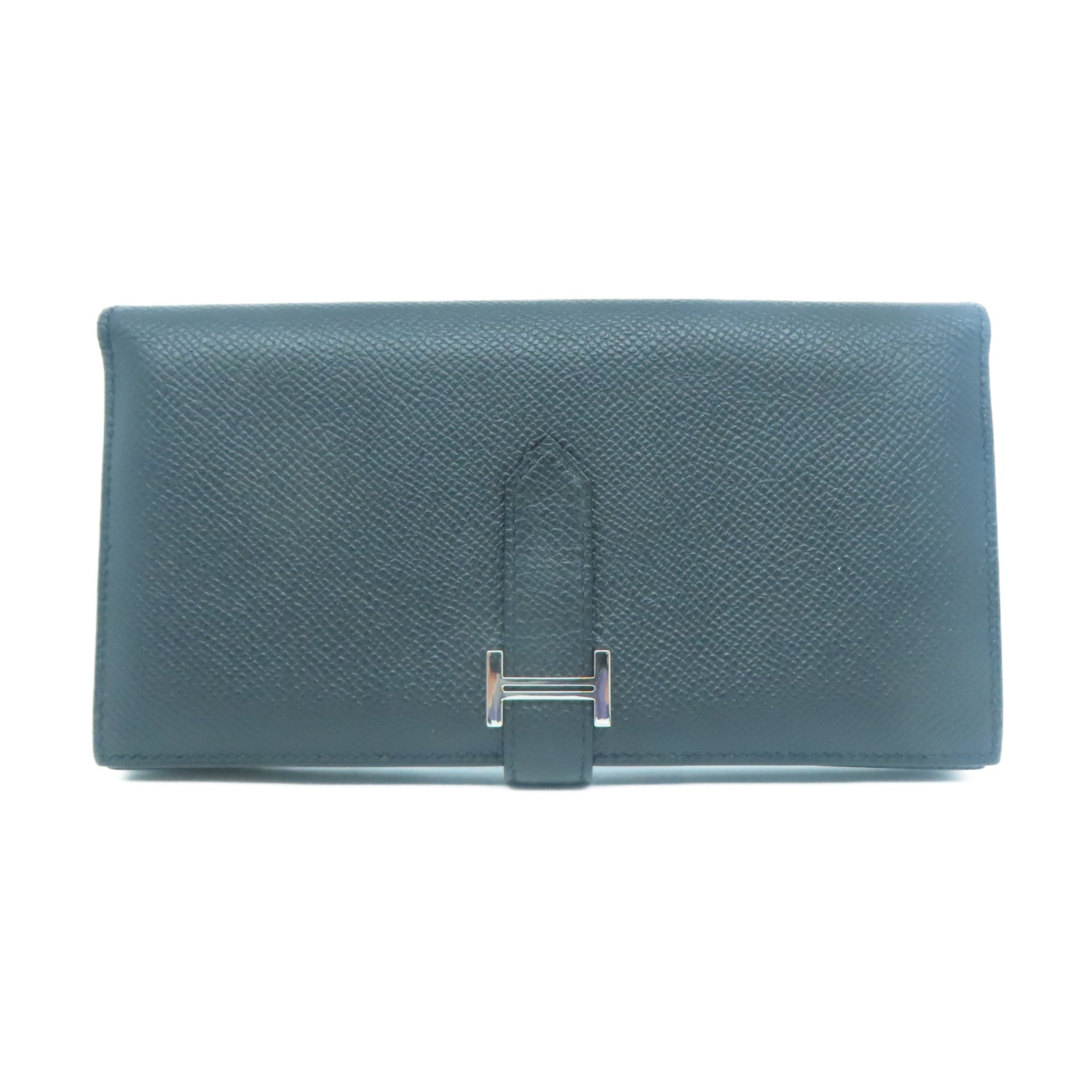 HERMES 【清倉大減價】Epsom皮革Bearn bi-fold銀扣長錢包經典黑色