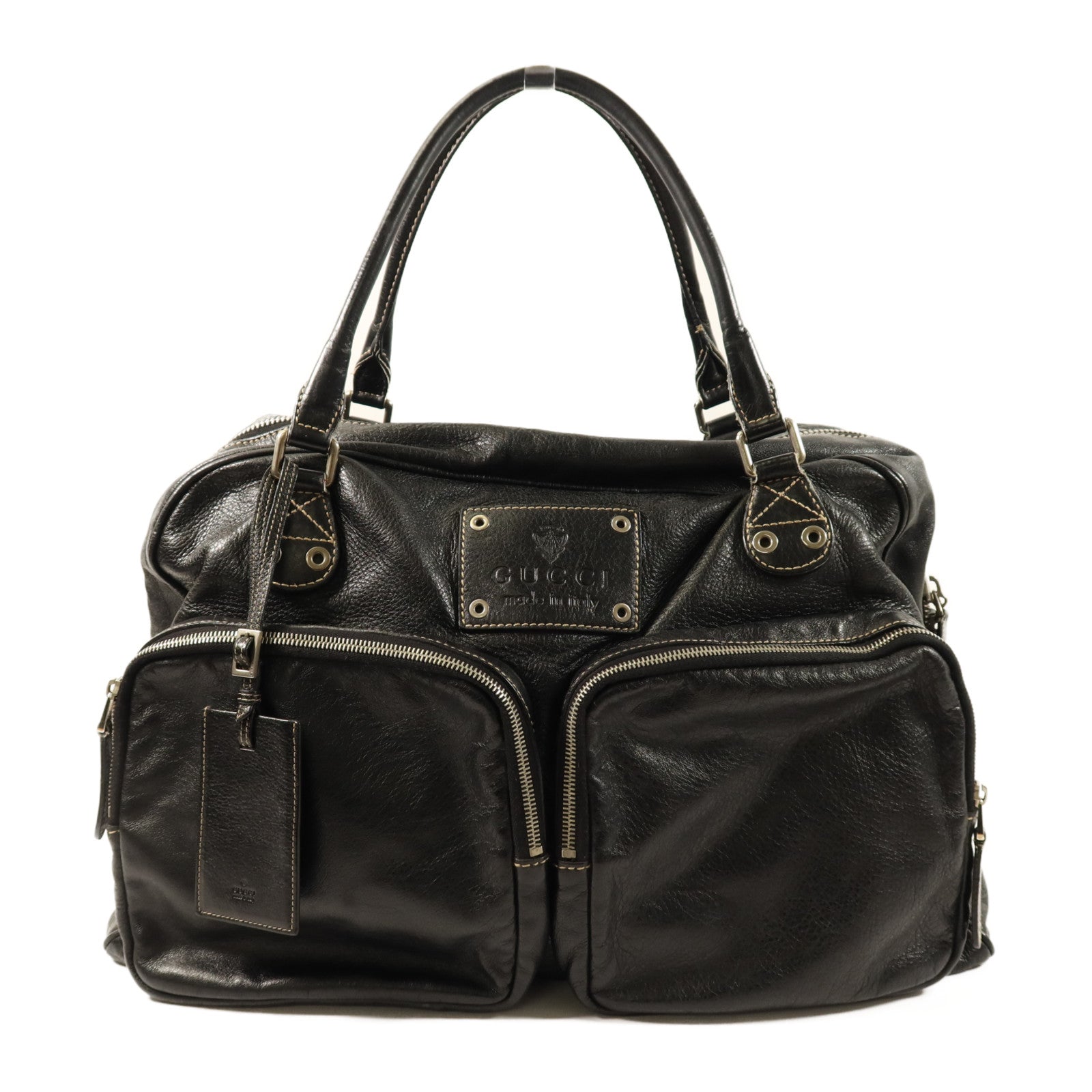 GUCCI Hysteria皮革Duffle Bag銀扣肩背袋