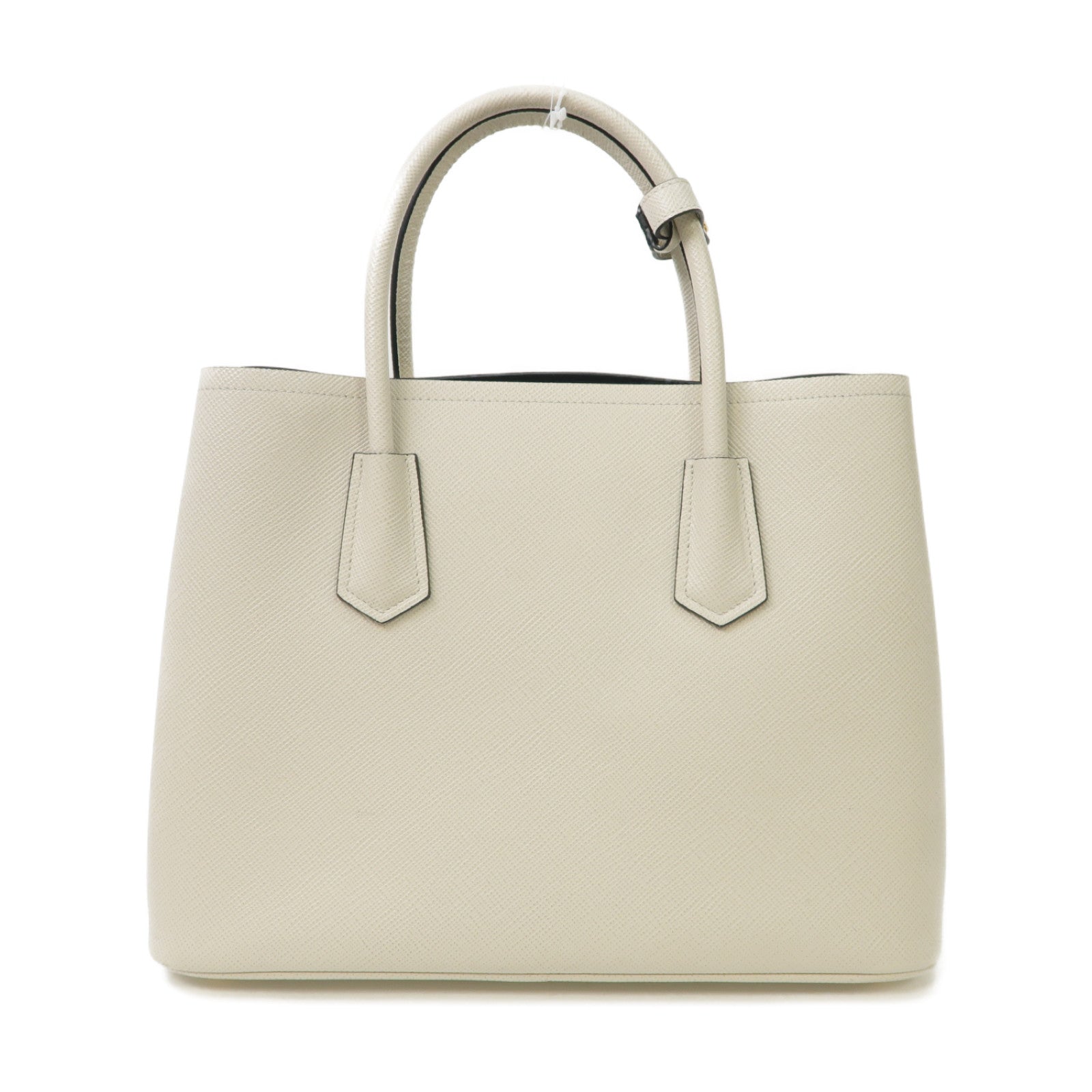 PRADA 牛皮皮革2 Way Tote Bag金扣手挽肩背兩用袋白色
