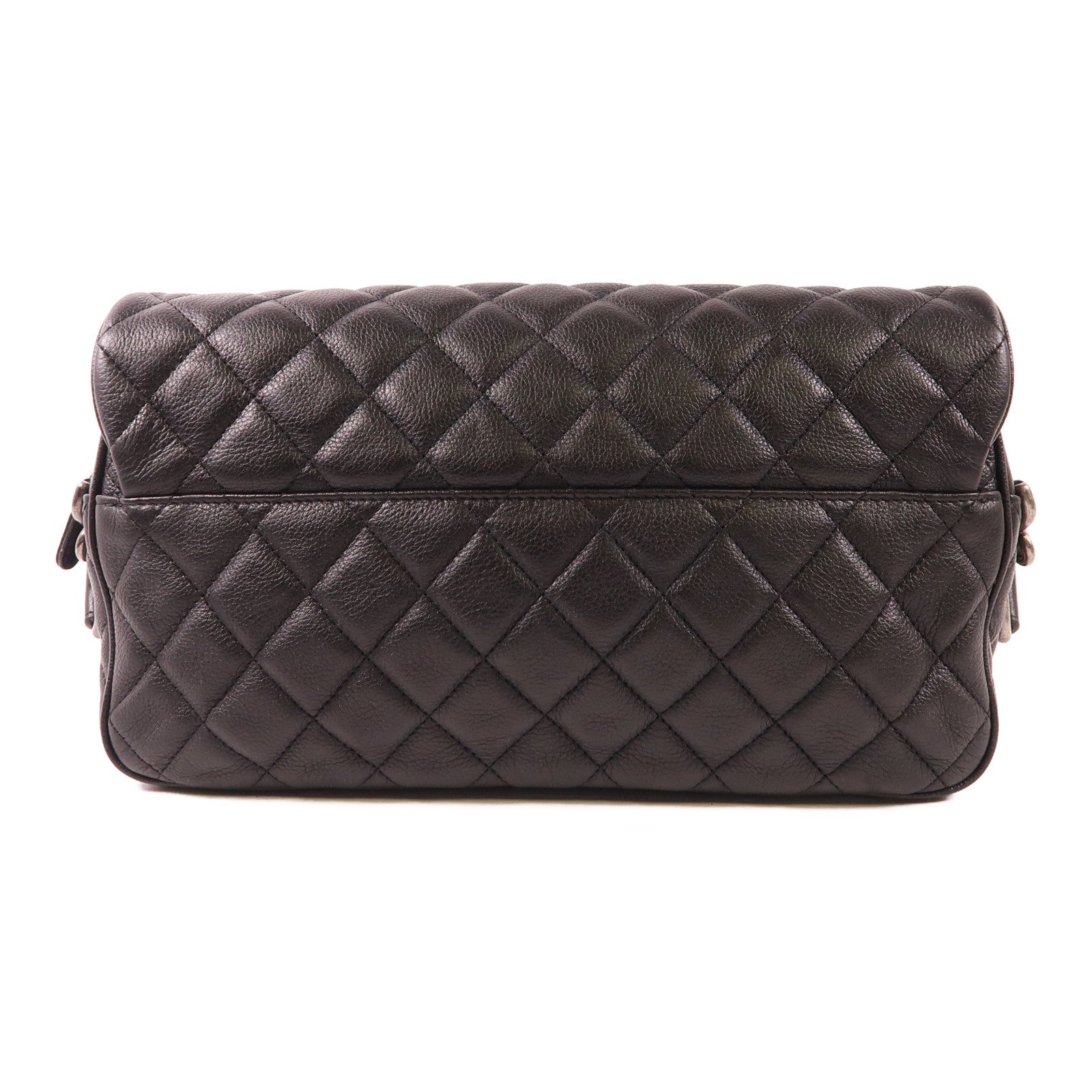 CHANEL CC Shoulder Bag Calfskin Leather Black