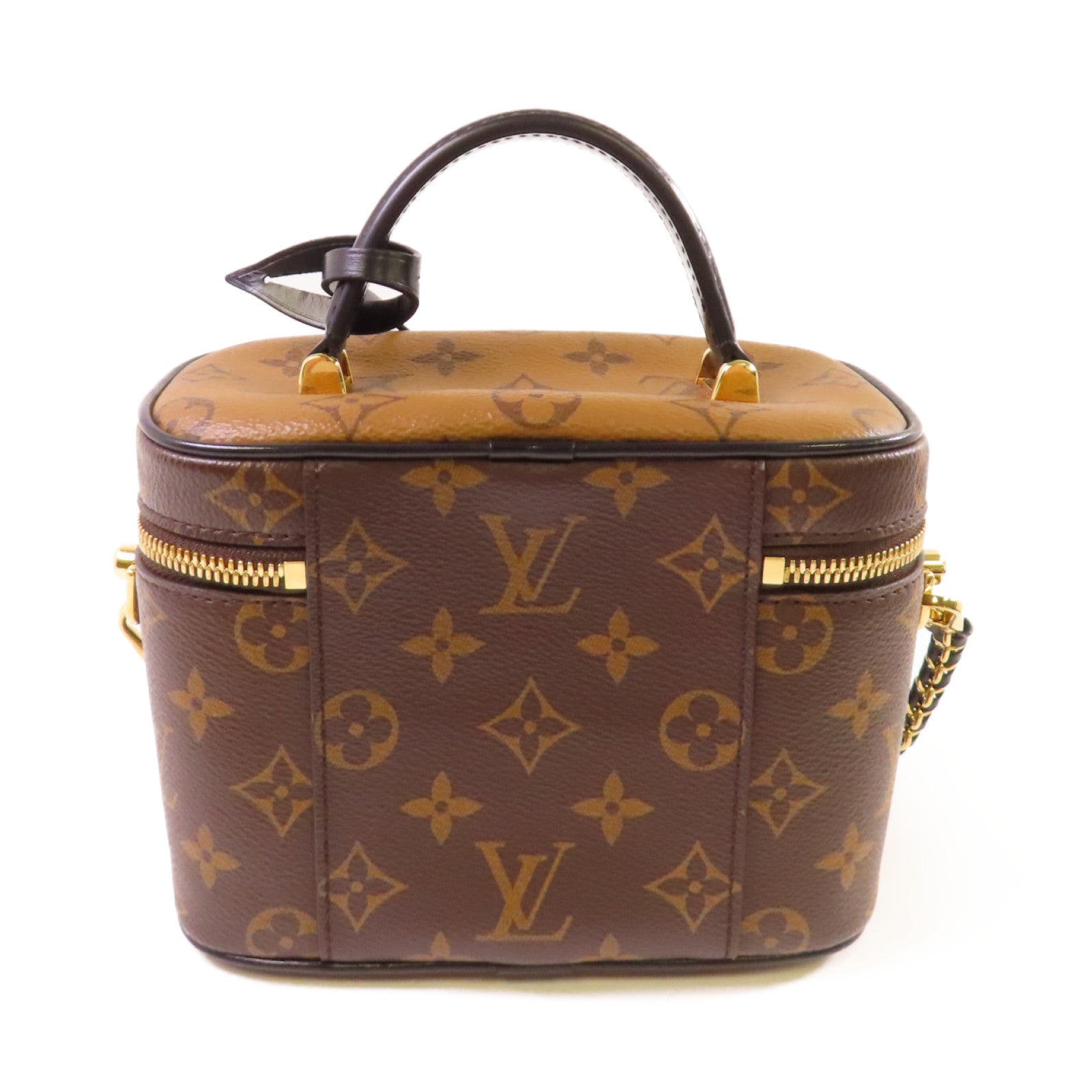 LOUIS VUITTON Monogram Reverse Vanity PM金扣手挽肩背兩用袋啡色