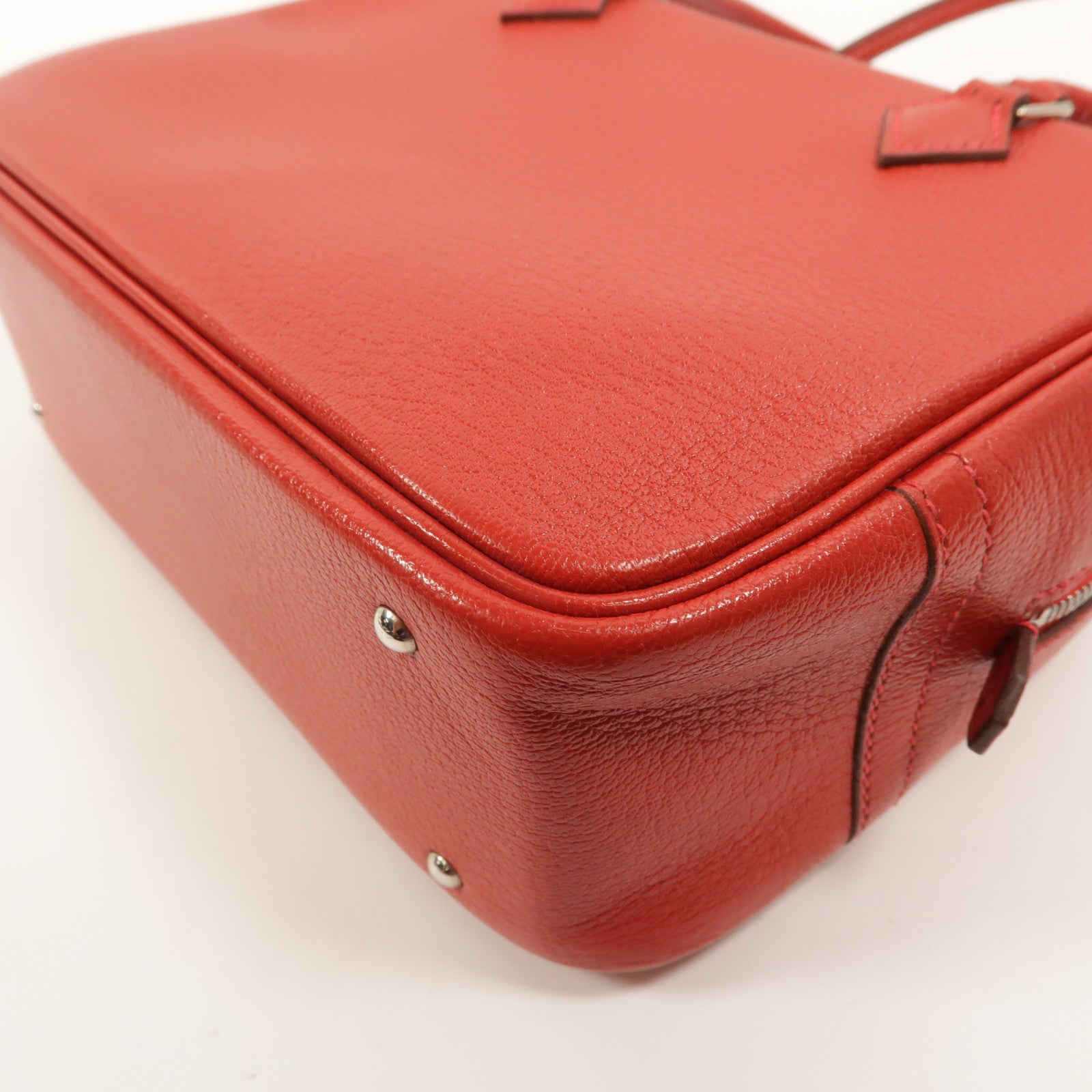 HERMES Chevre皮革Mini Plume手挽袋Rouge Garance