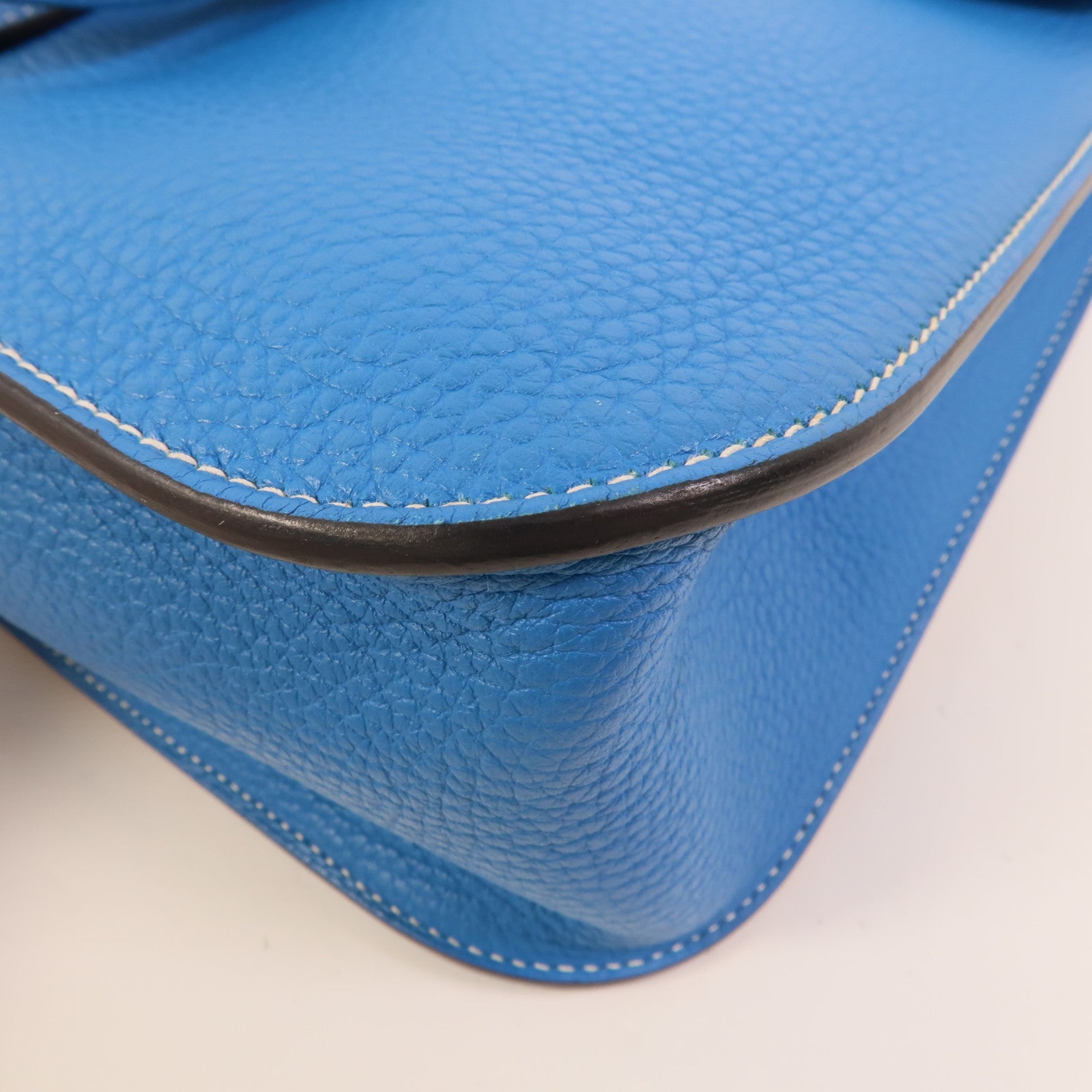 HERMES Clemence皮革Halzan 31手挽肩背兩用袋Bleu Hydra