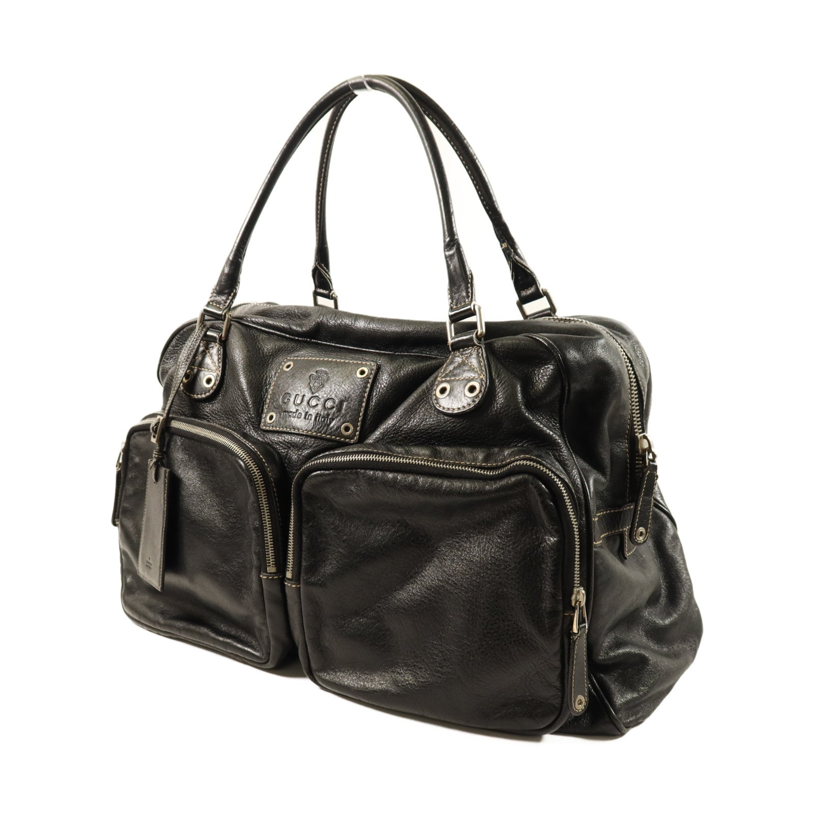 GUCCI Hysteria皮革Duffle Bag銀扣肩背袋