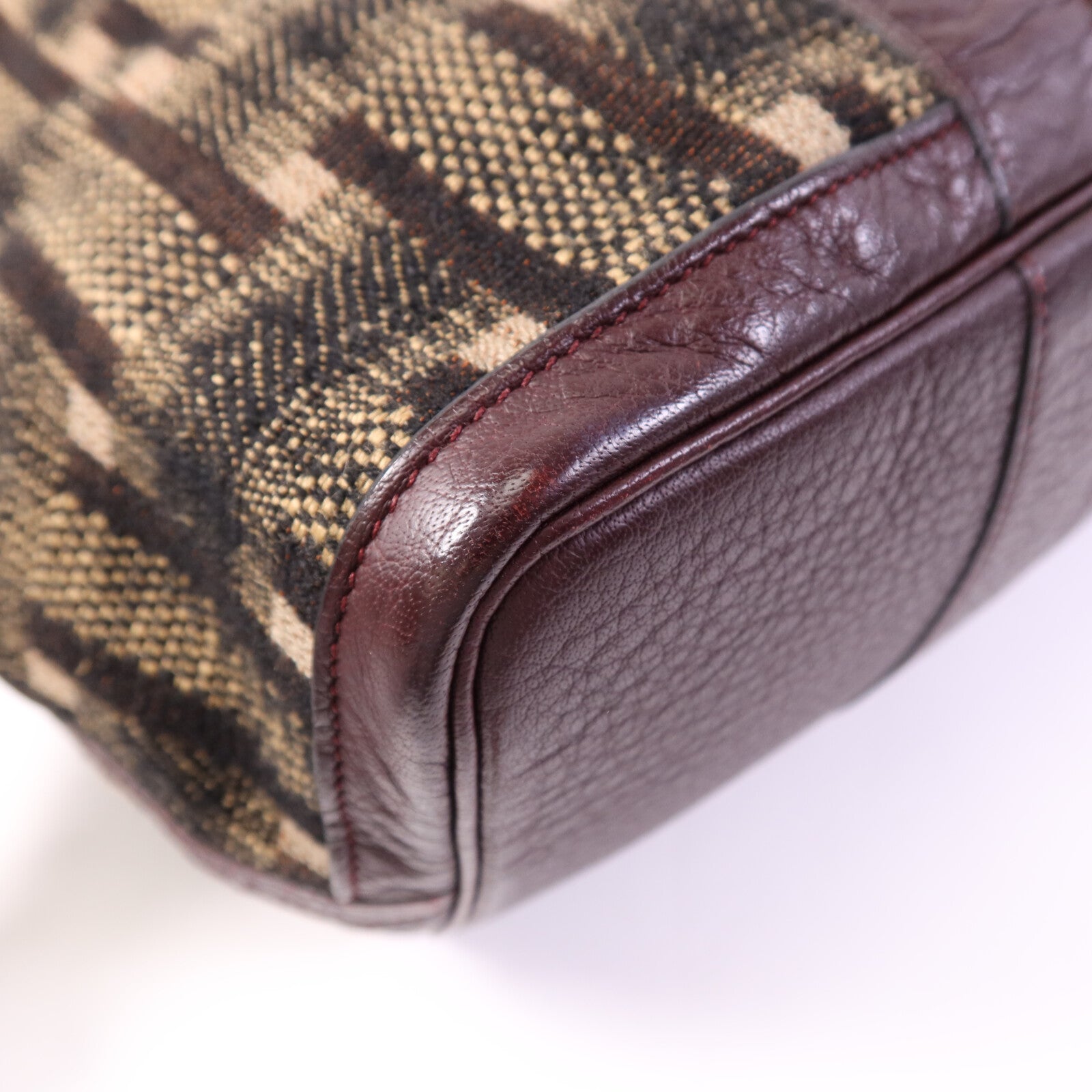 HERMES Wool Fabric/Negonda皮革Garden Party PM銀扣手挽袋Burgundy