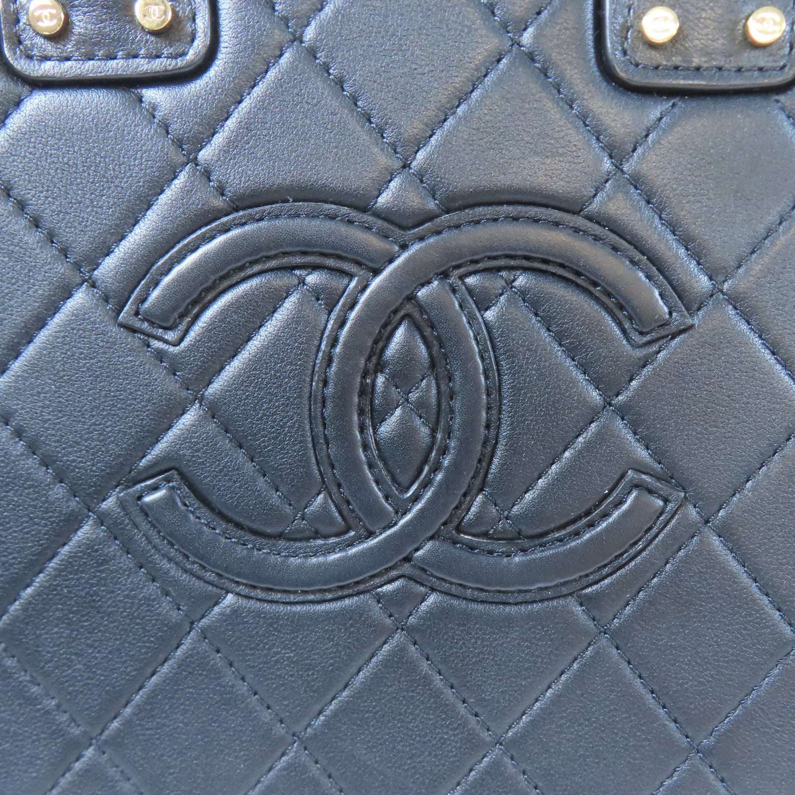 CHANEL 菱格牛皮皮革Chain Box Bag金扣鏈帶手挽肩背兩用袋黑色