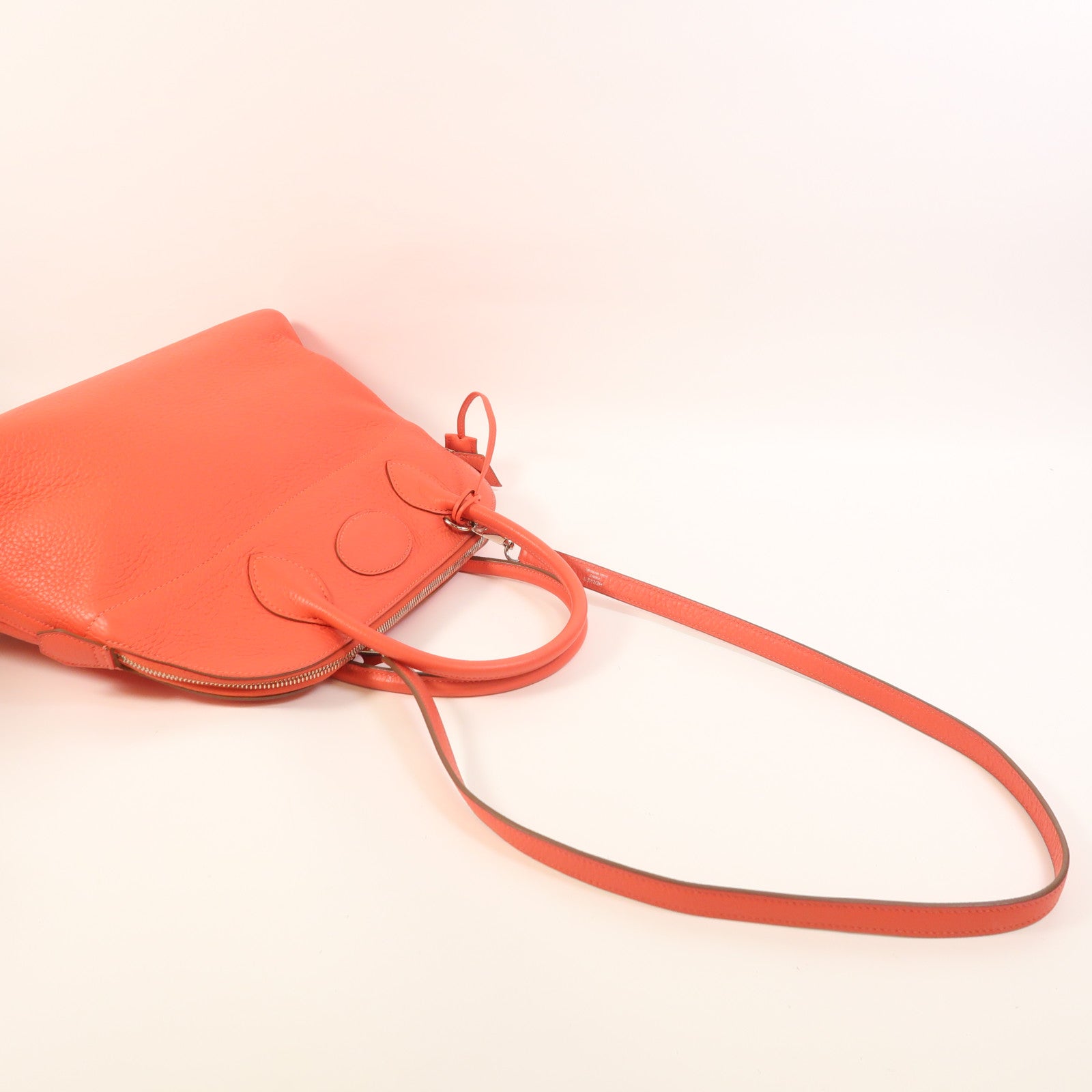 HERMES Clemence皮革Bolide 31銀扣手挽肩背兩用袋Rose Jaipur