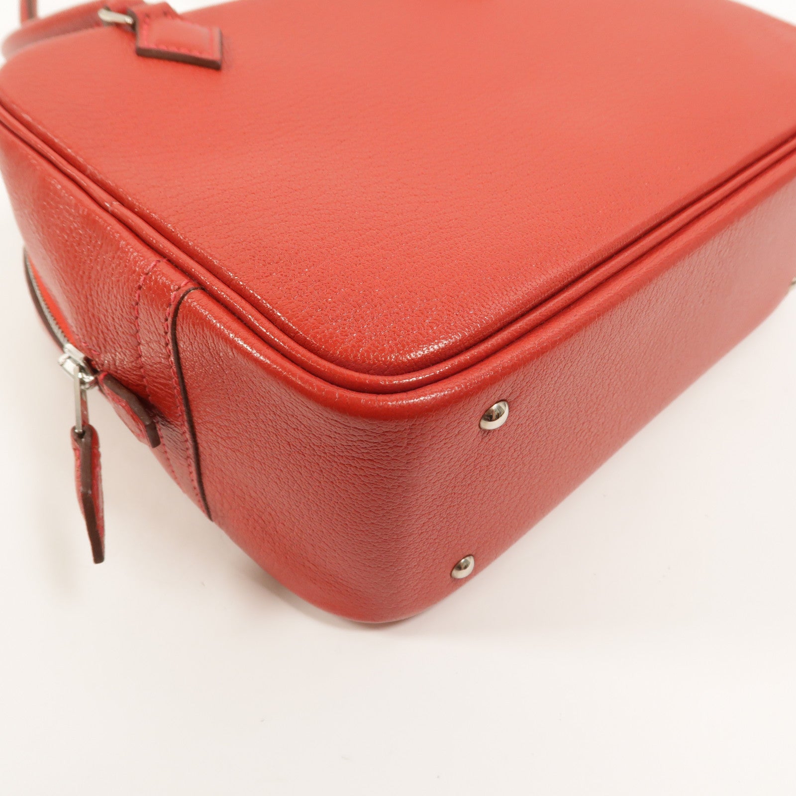 HERMES Chevre皮革Mini Plume手挽袋Rouge Garance