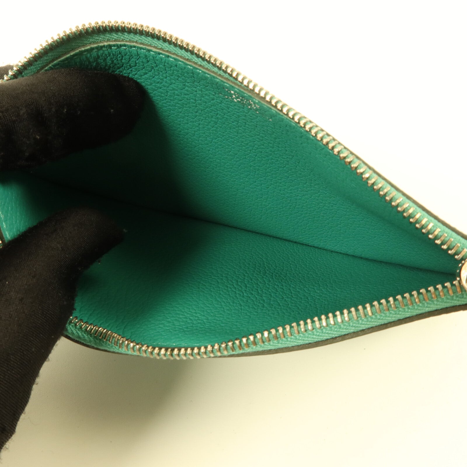 HERMES Evercolor皮革Dogon GM長錢包Vert Verone