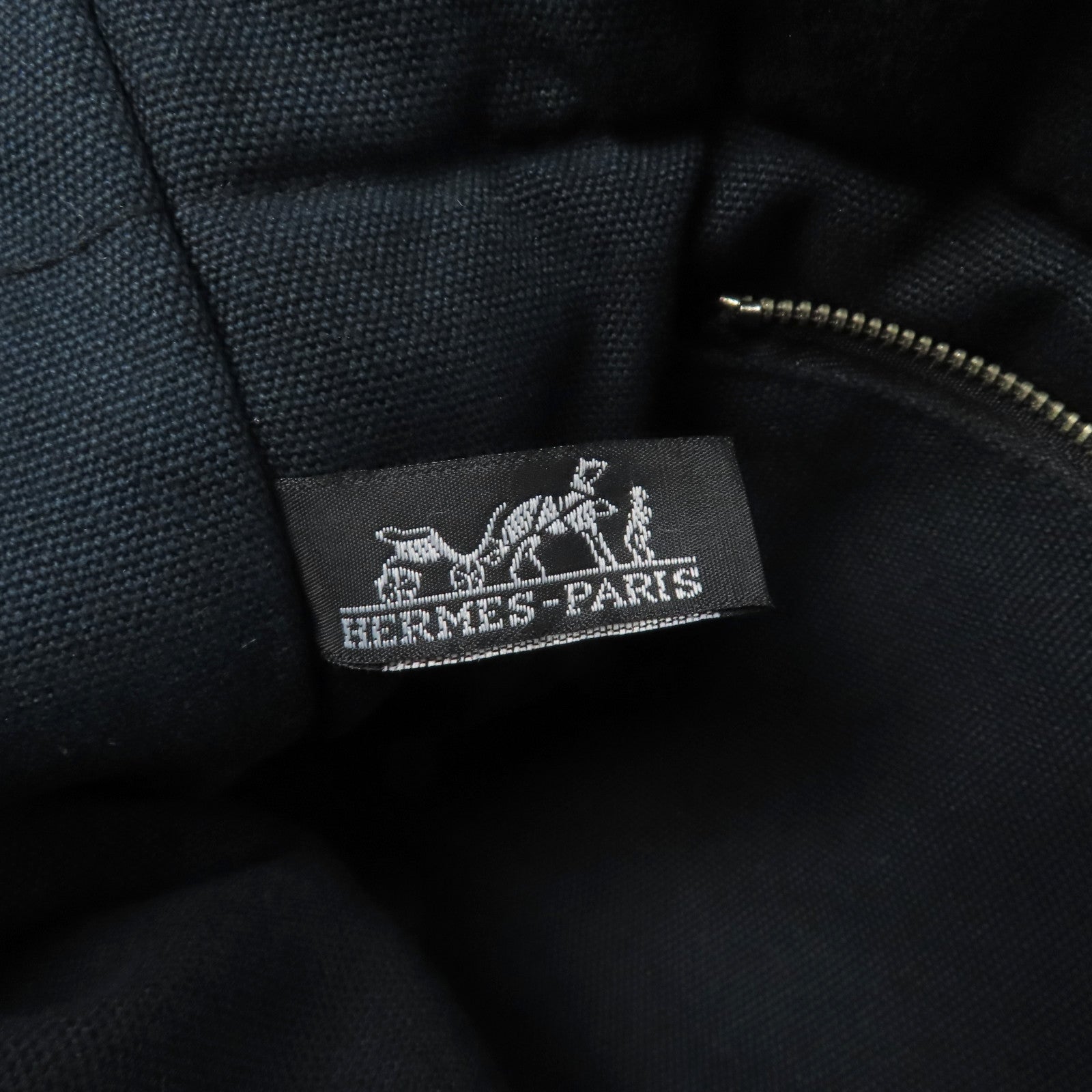 HERMES 【激減優惠】帆布Fourre-tout銀扣手挽袋深藍色
