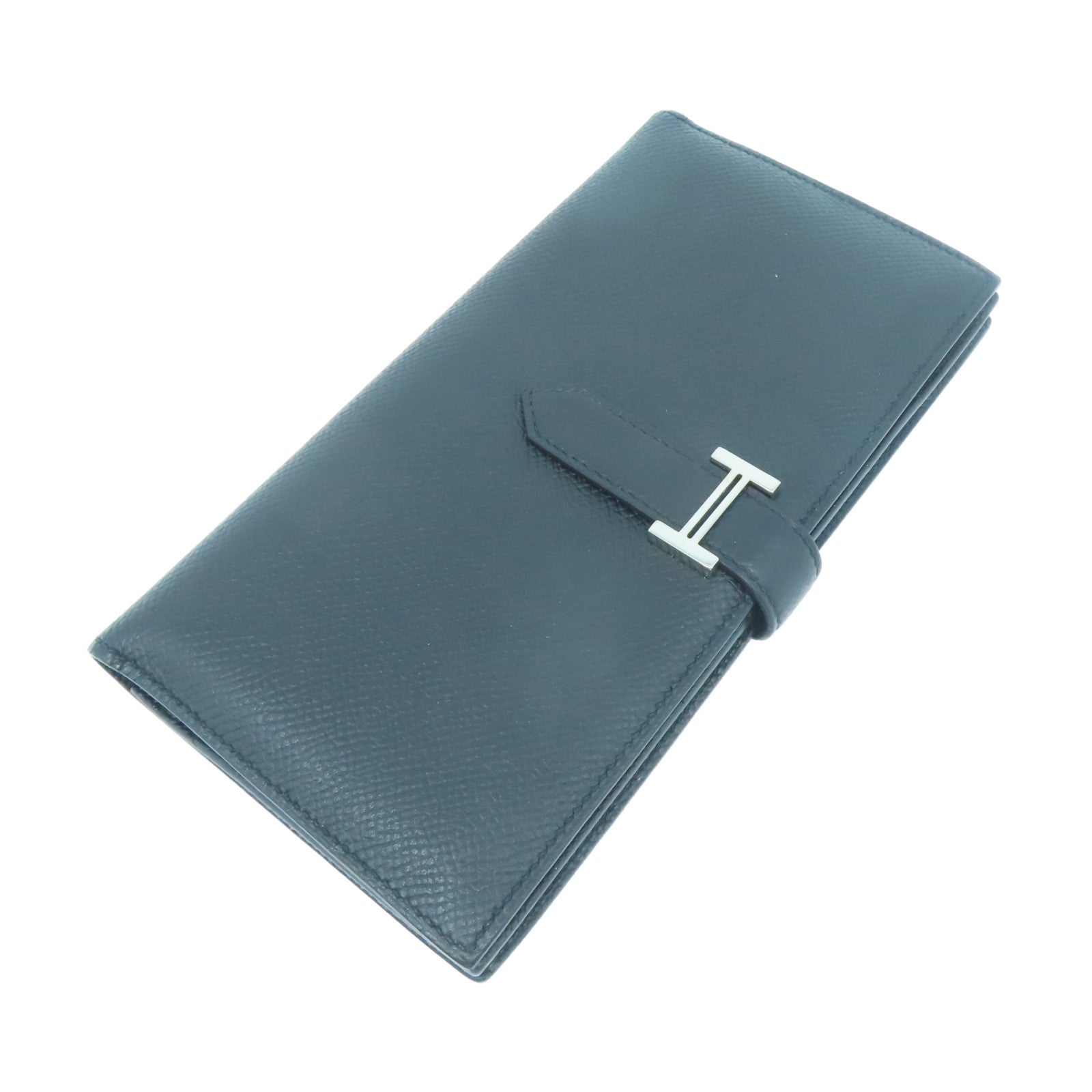 HERMES 【清倉大減價】Epsom皮革Bearn bi-fold銀扣長錢包經典黑色