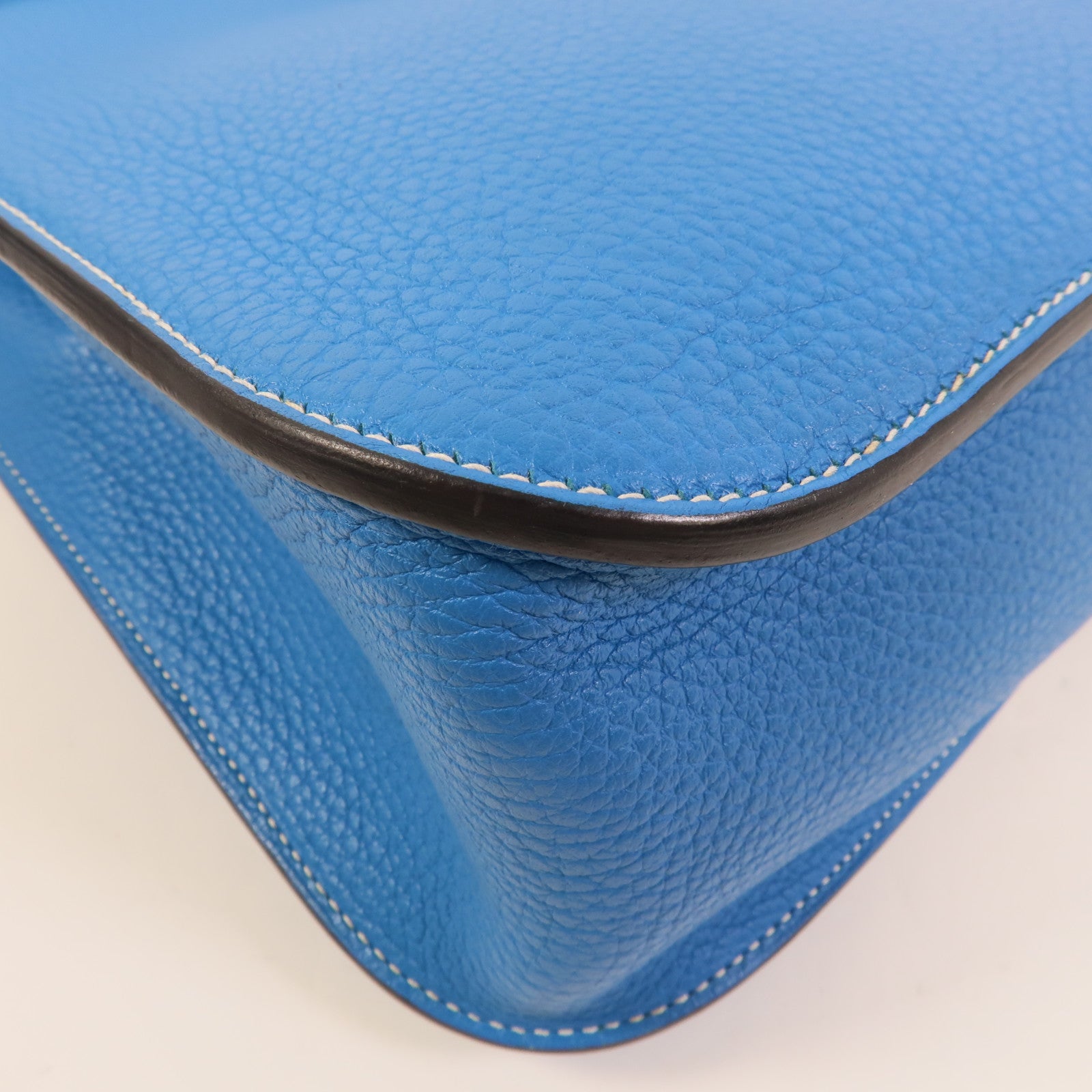 HERMES Clemence皮革Halzan 31手挽肩背兩用袋Bleu Hydra