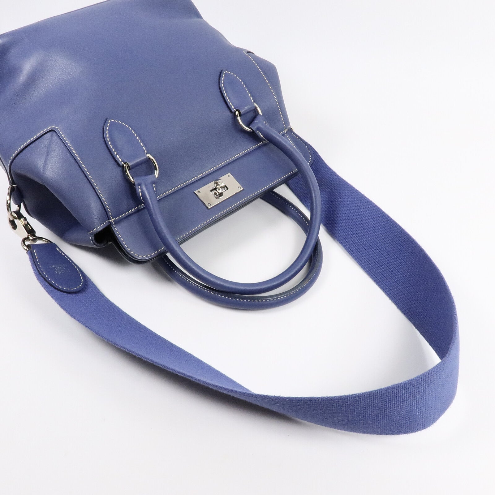 HERMES Evercolor皮革Tool Box 20手挽肩背兩用袋Bleu Agate