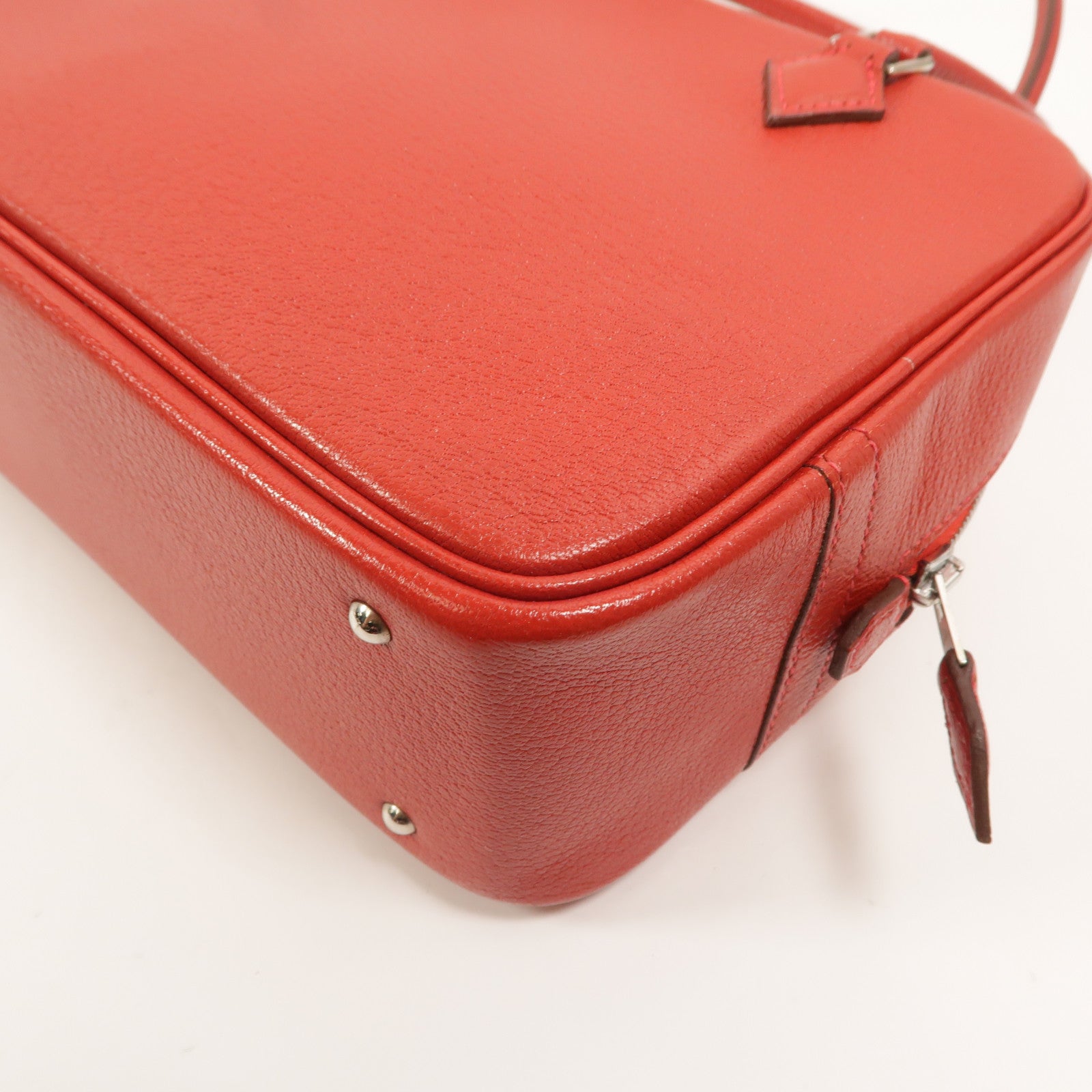 HERMES Chevre皮革Mini Plume手挽袋Rouge Garance