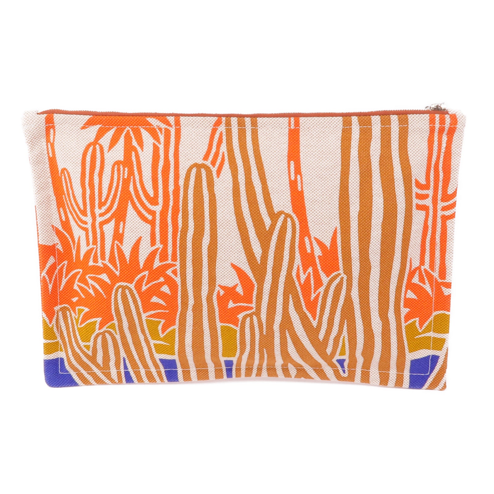 HERMES 帆布Le Bel Oasis Case銀扣手拿包