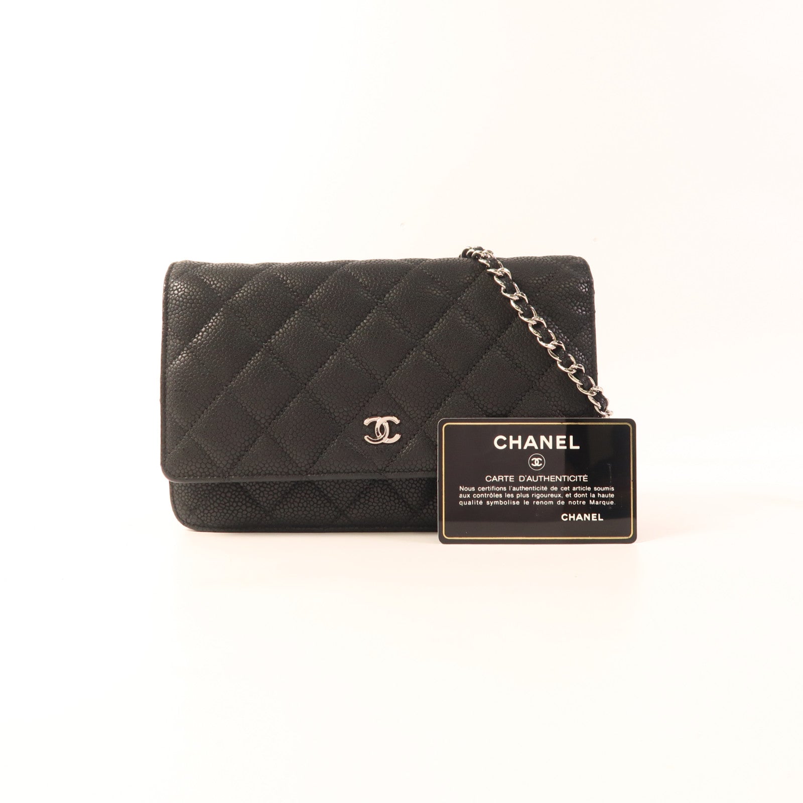CHANEL 牛皮皮革WOC Wallet On Chain銀扣鏈帶肩背袋