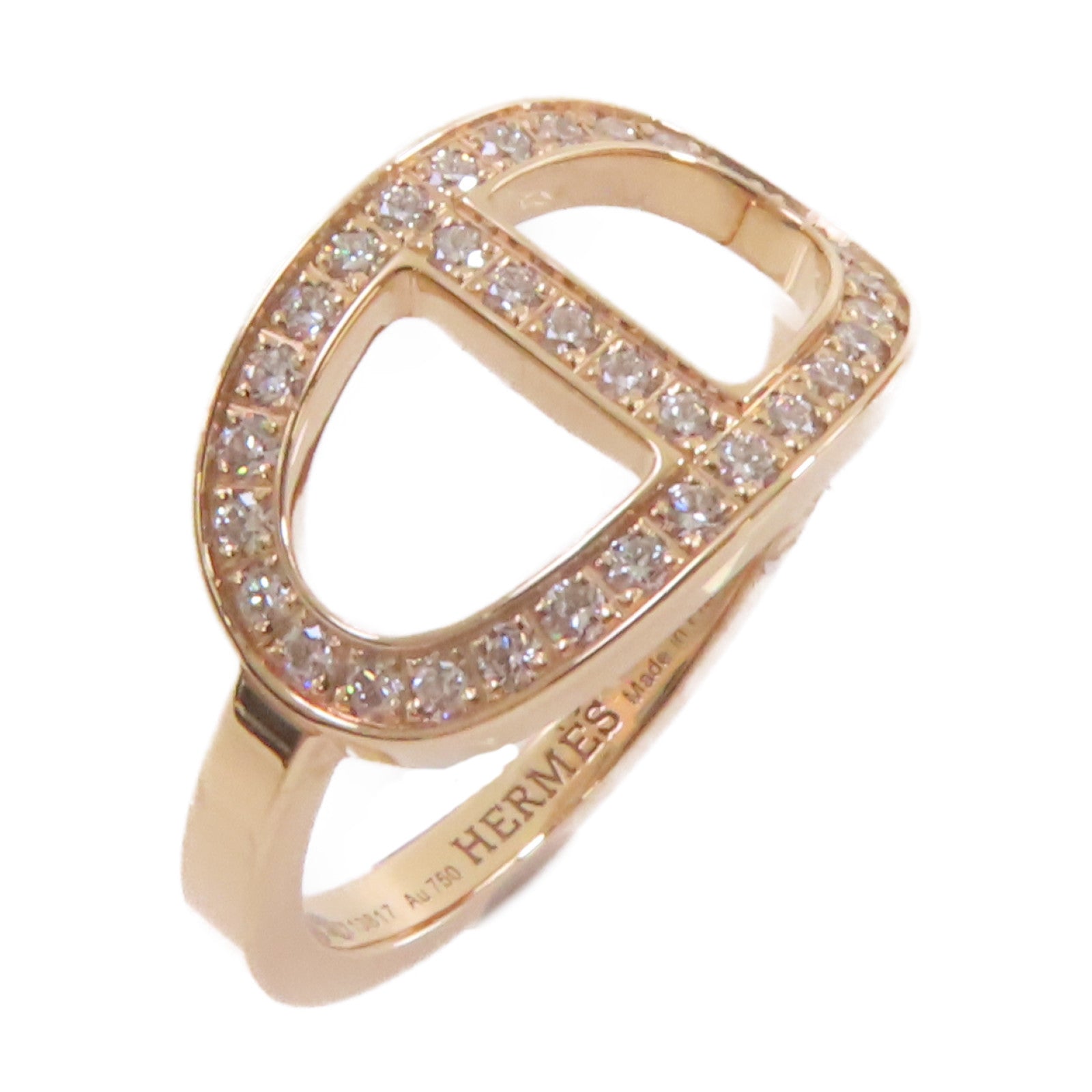 HERMES **【激減優惠】18K玫瑰金/鑽石Bague Chaine d'ancre Ring戒指#49/US#5