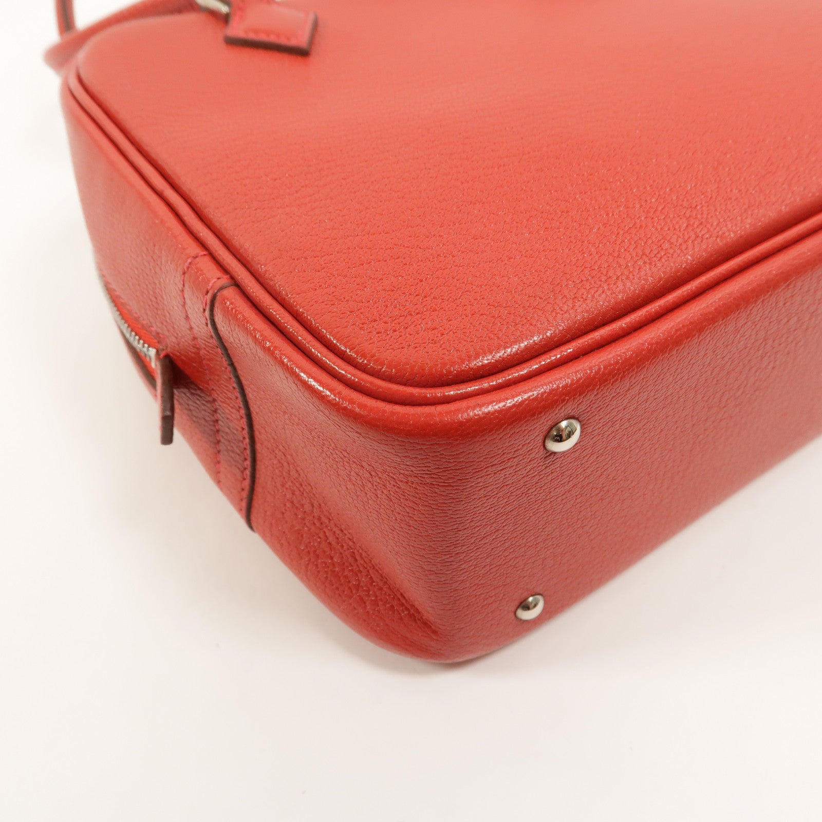 HERMES Chevre皮革Mini Plume手挽袋Rouge Garance