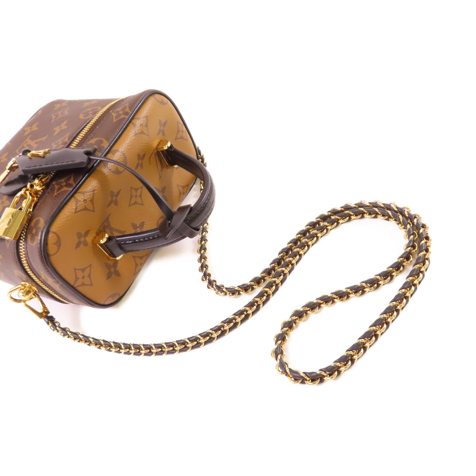 LOUIS VUITTON Monogram Reverse Vanity PM金扣手挽肩背兩用袋啡色