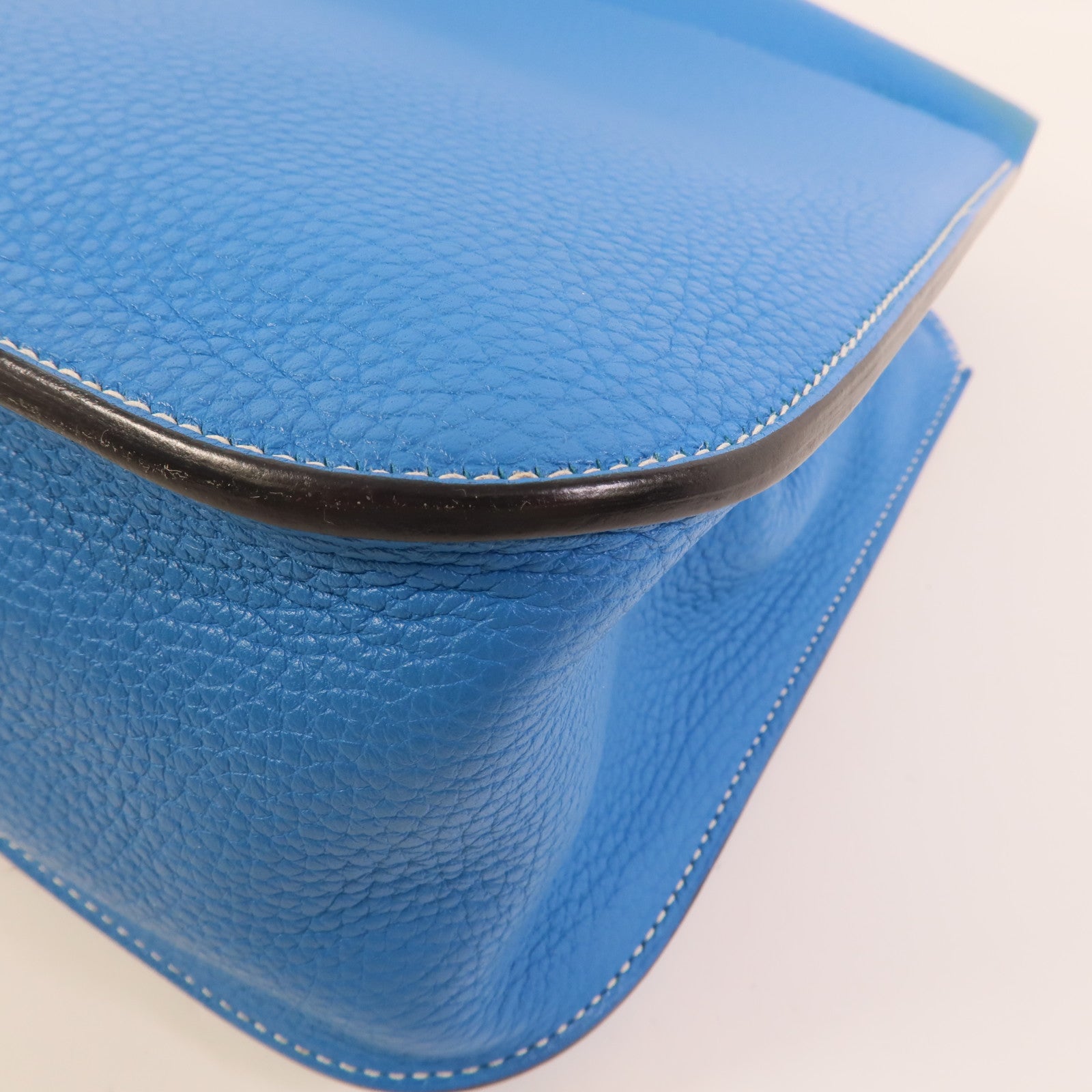 HERMES Clemence皮革Halzan 31手挽肩背兩用袋Bleu Hydra