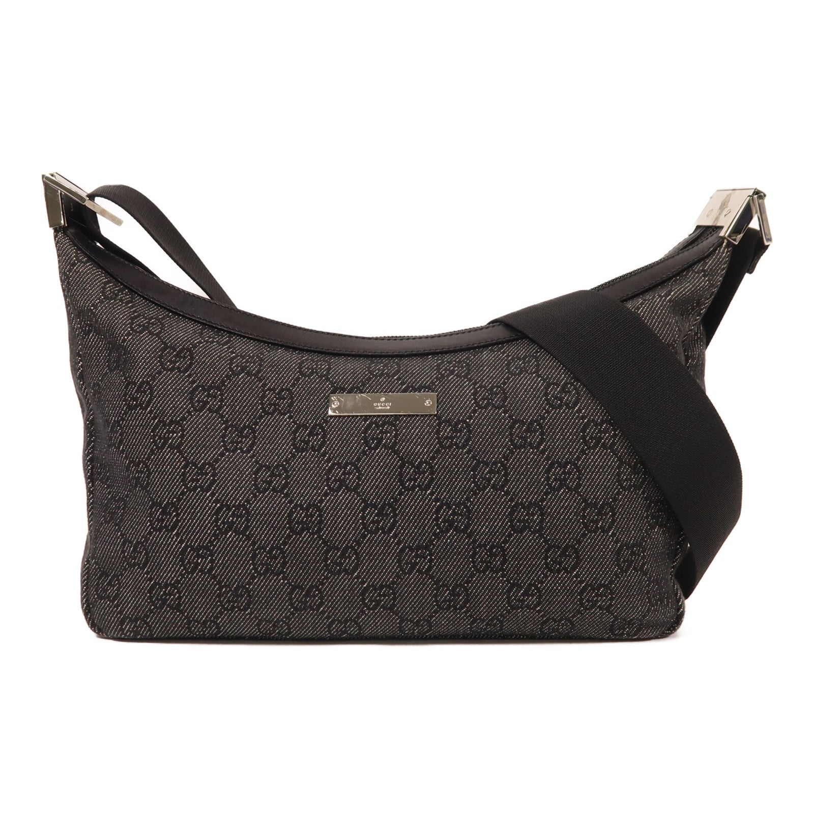 GUCCI 帆布Shoulder Bag銀扣肩背袋