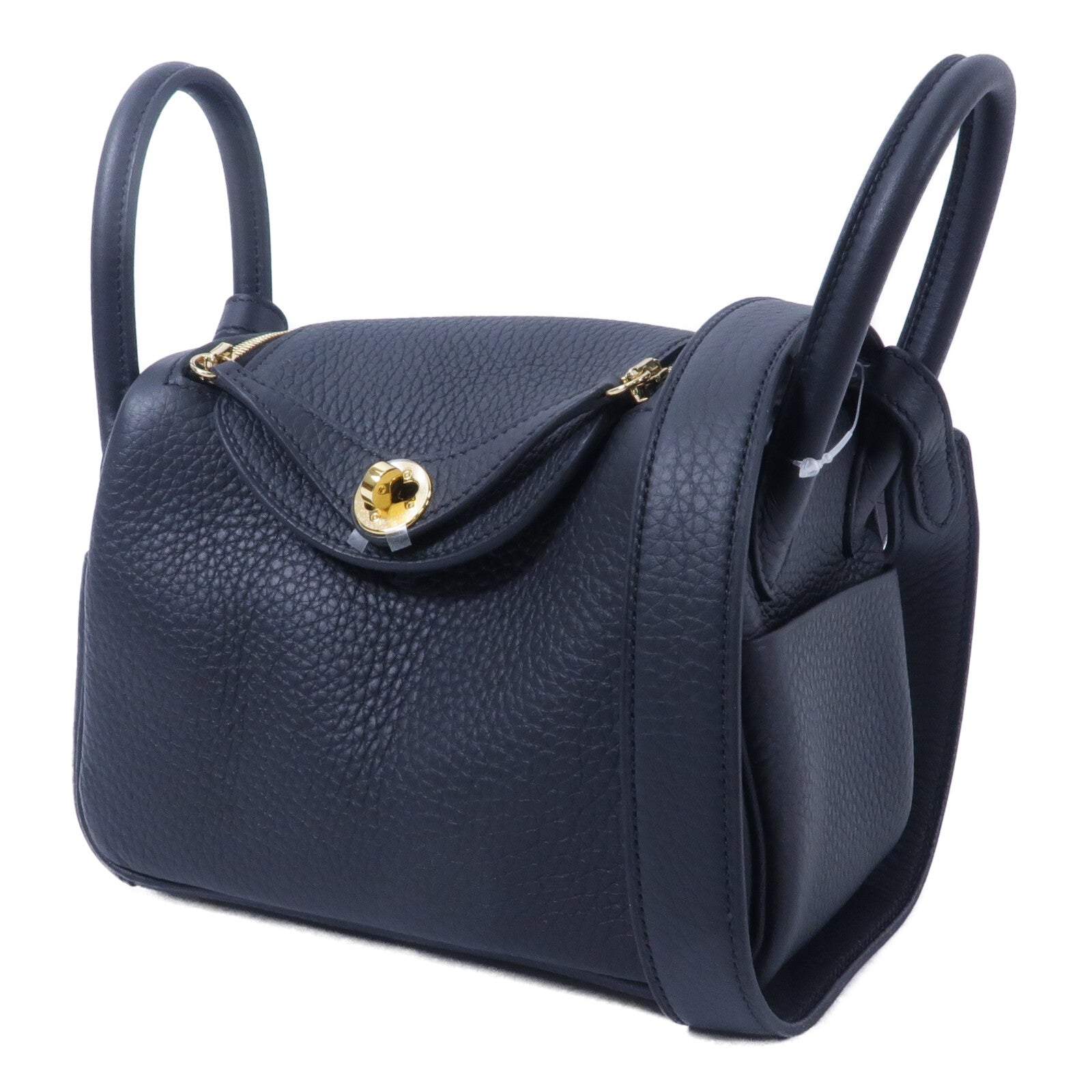 HERMES Clemence皮革Mini Lindy手挽肩背兩用袋Noir